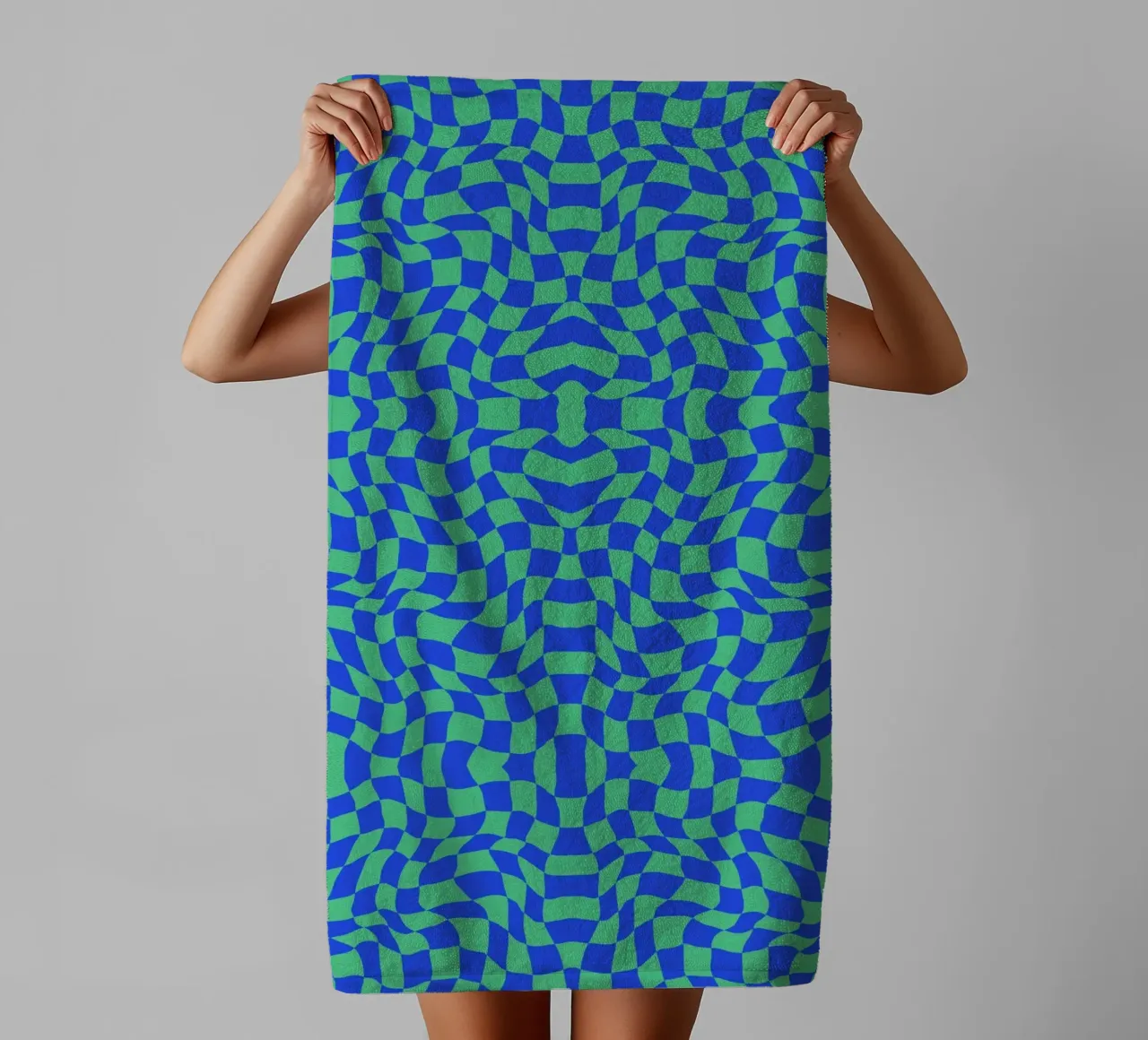 Symmetrical checker vibration 03 towel by Little Dean
