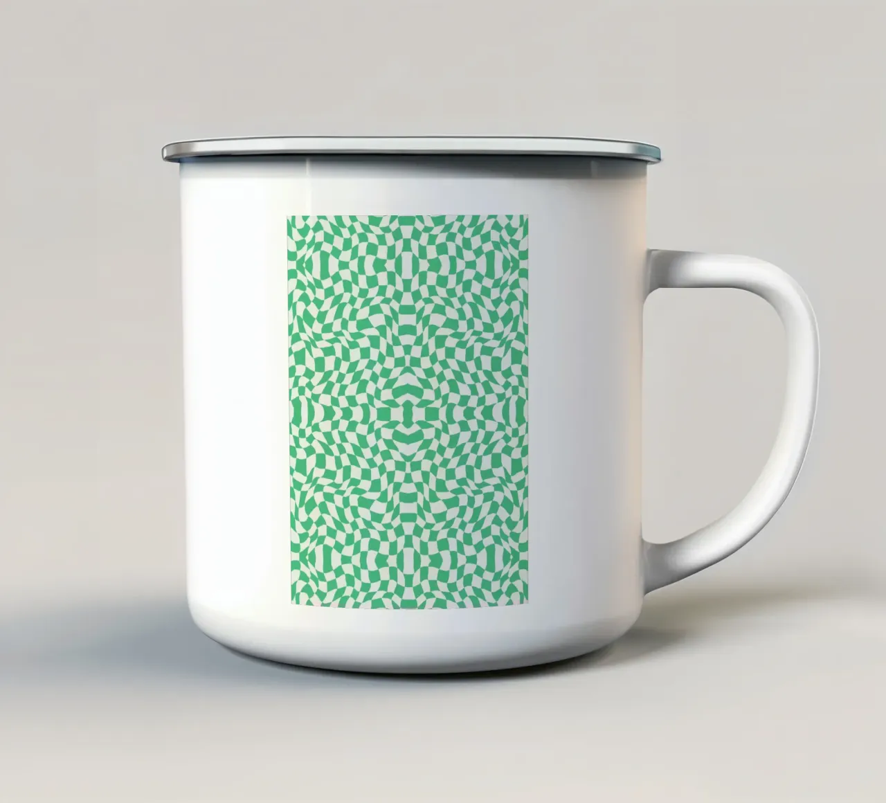 Symmetrical checker vibration 04 enamel mug by Little Dean