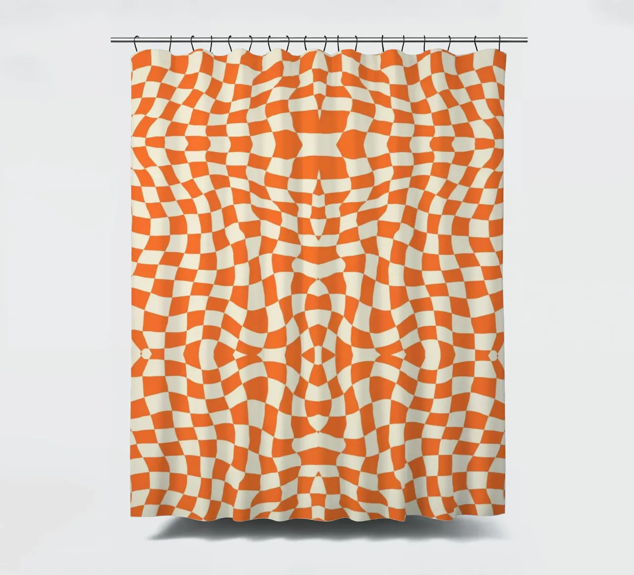 Symmetrical checker vibration 05 shower curtain by Little Dean