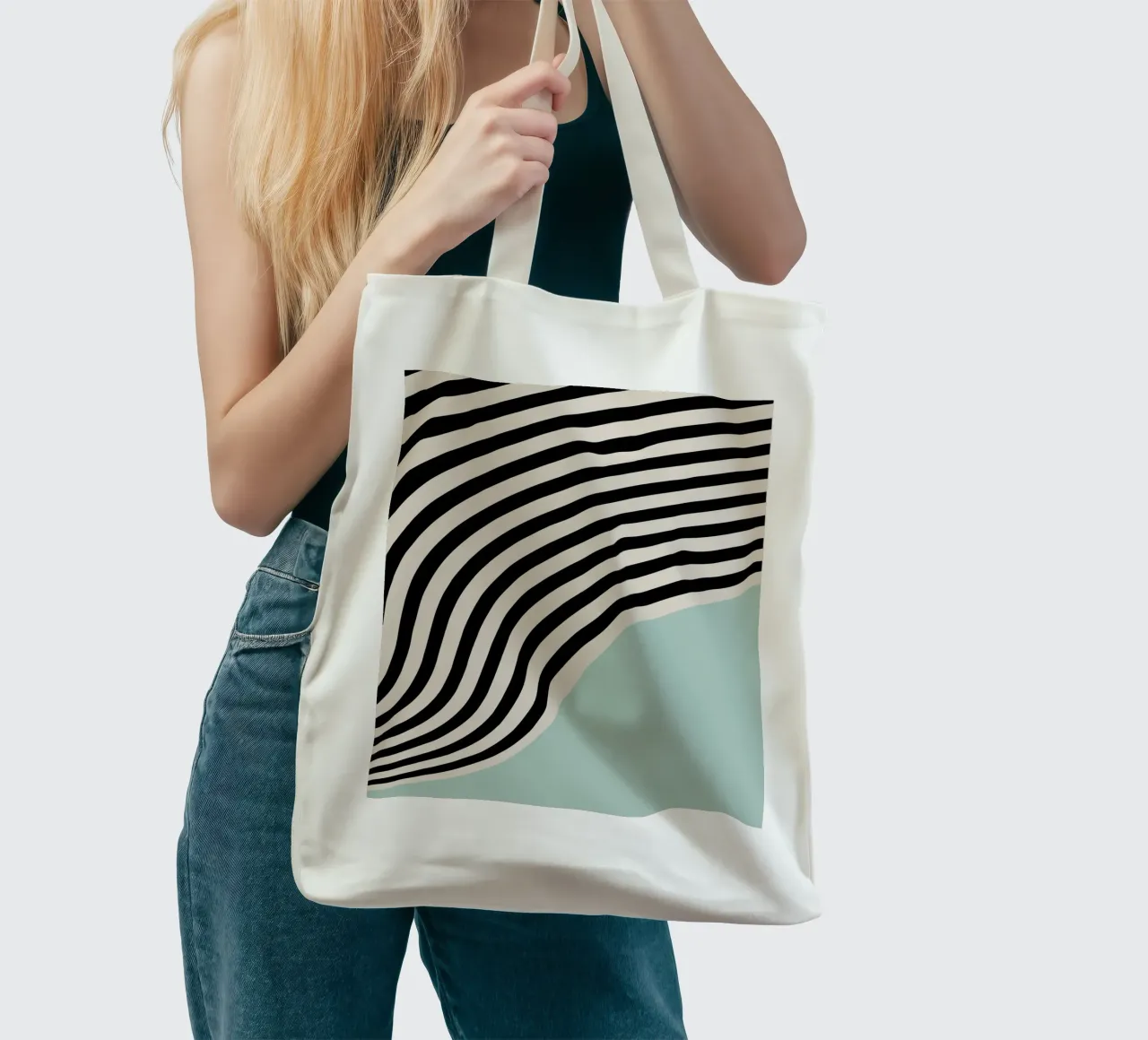 Linee curve Bauhaus | Poster d'arte minimale borsa in juta da Studio Vibe