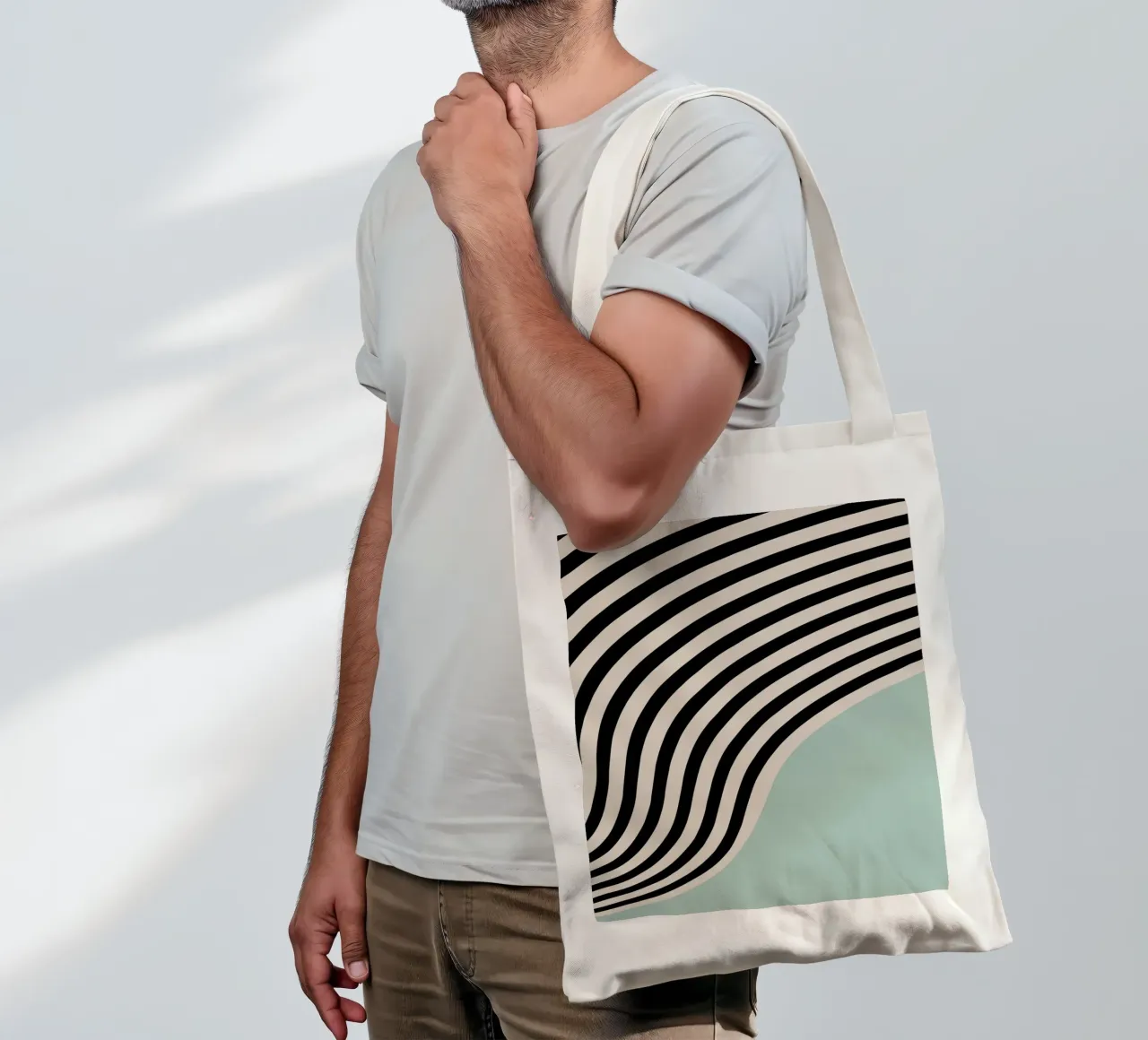 Linee curve Bauhaus | Poster d'arte minimale borsa in juta da Studio Vibe