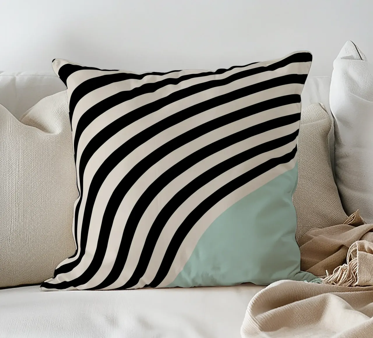 Linee curve Bauhaus | Poster d'arte minimale cuscino da Studio Vibe