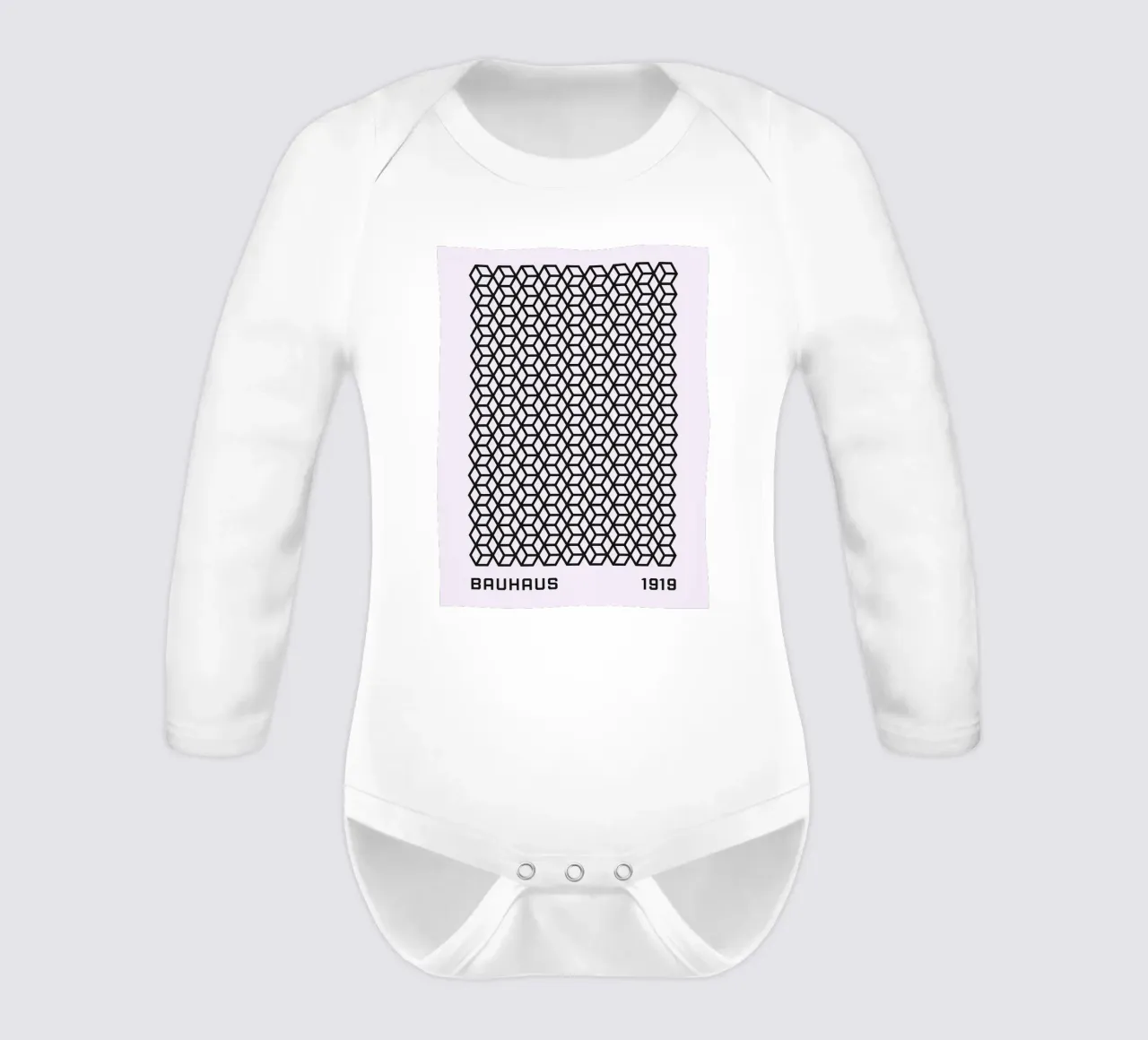 Bauhaus cube pattern graphic long-sleeve baby romper by Studio Vibe