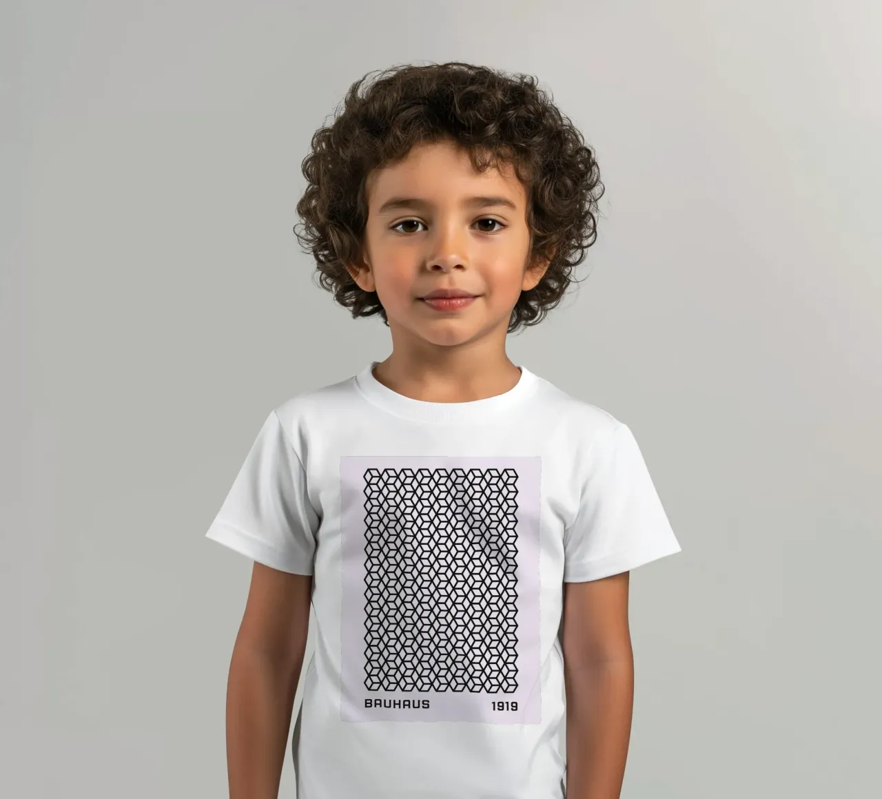 Bauhaus cube pattern graphic kids t-shirt by Studio Vibe