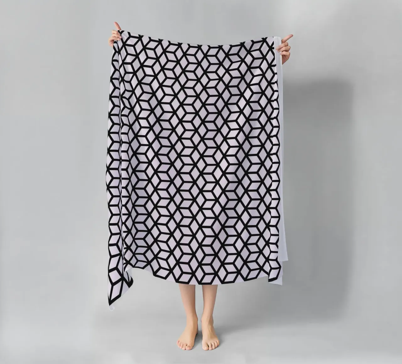 Grafisch Bauhaus-kubuspatroon strandhanddoek van Studio Vibe