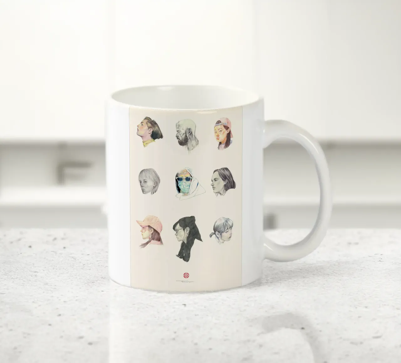 Faces ceramic mug by Faunesque