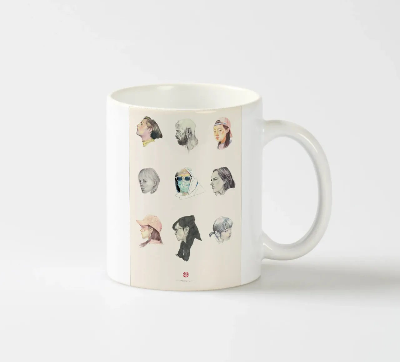 Faces ceramic mug by Faunesque