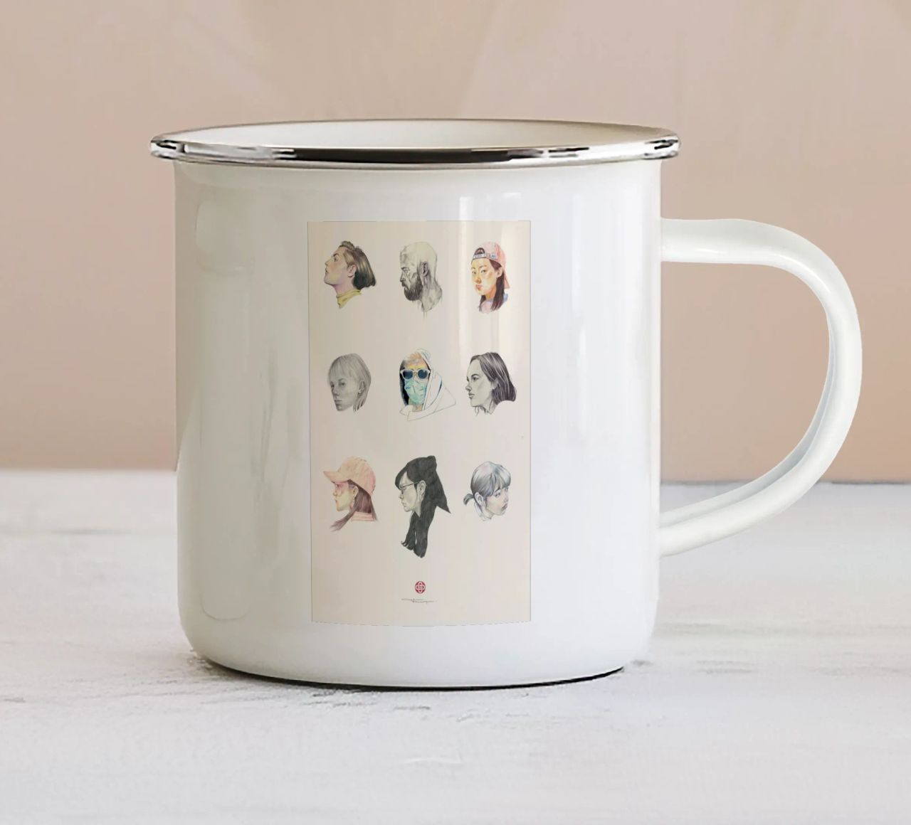 Volti tazza in smalto da Faunesque