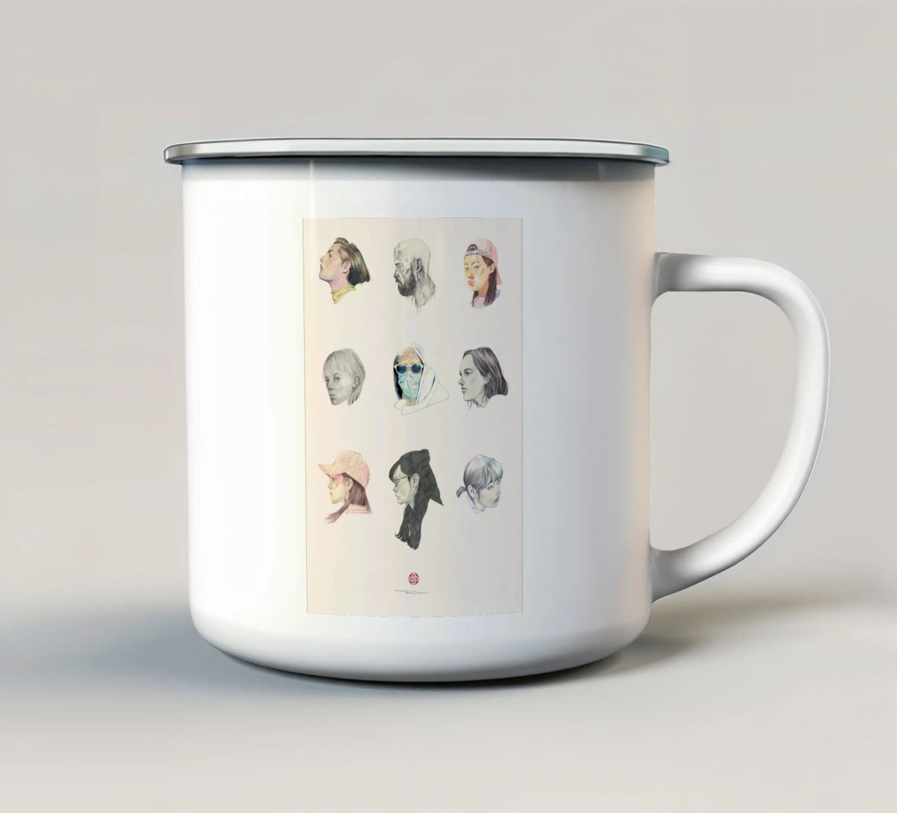 Volti tazza in smalto da Faunesque