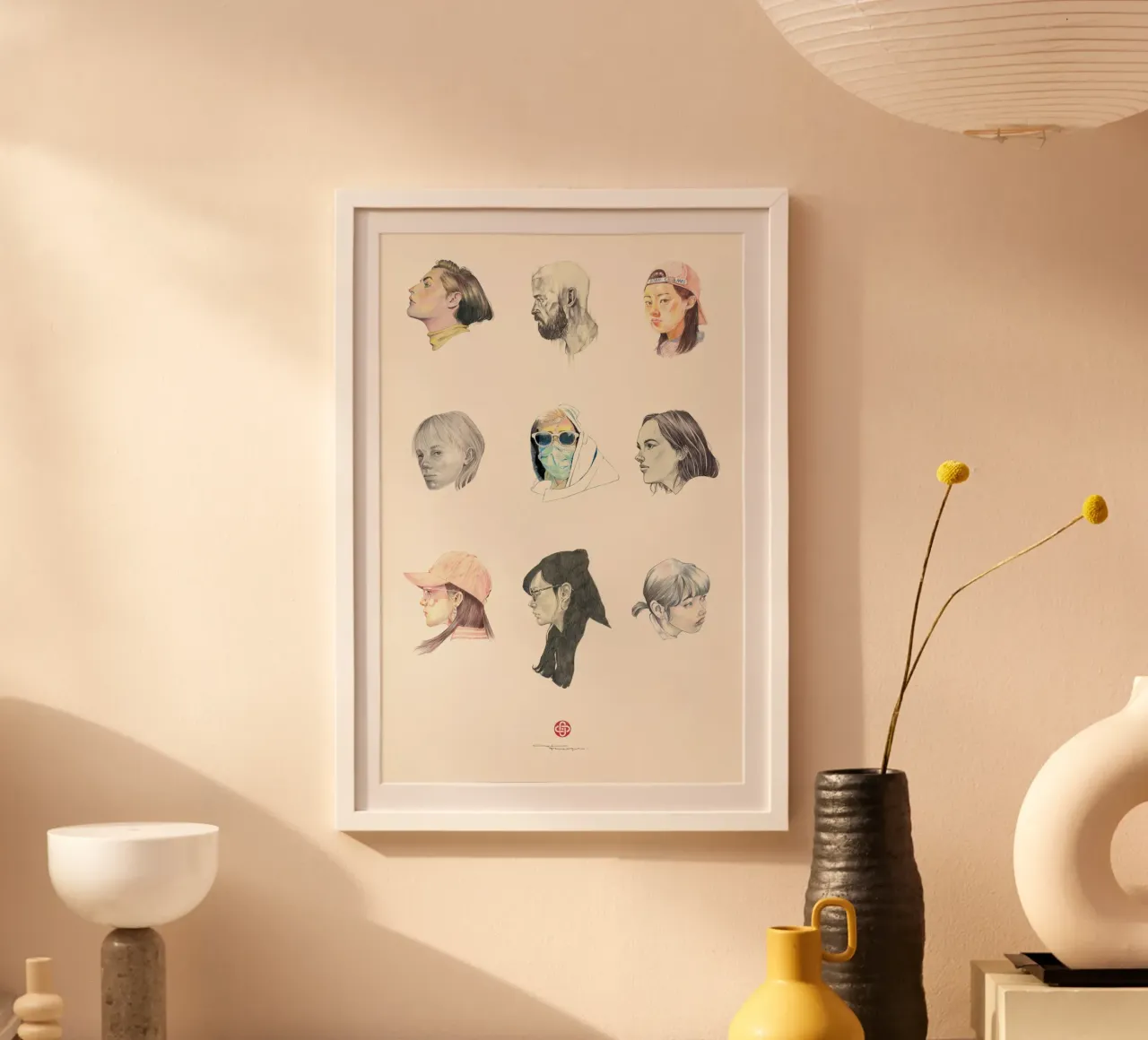 Volti poster con telaio in alluminio da Faunesque
