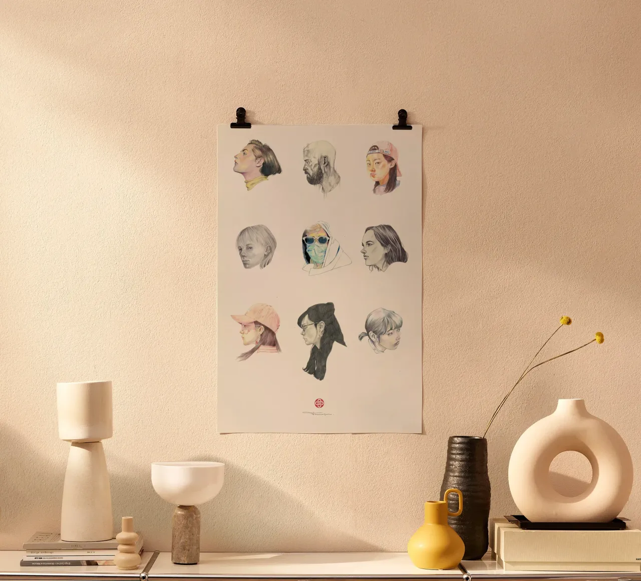 Volti poster con telaio in alluminio da Faunesque