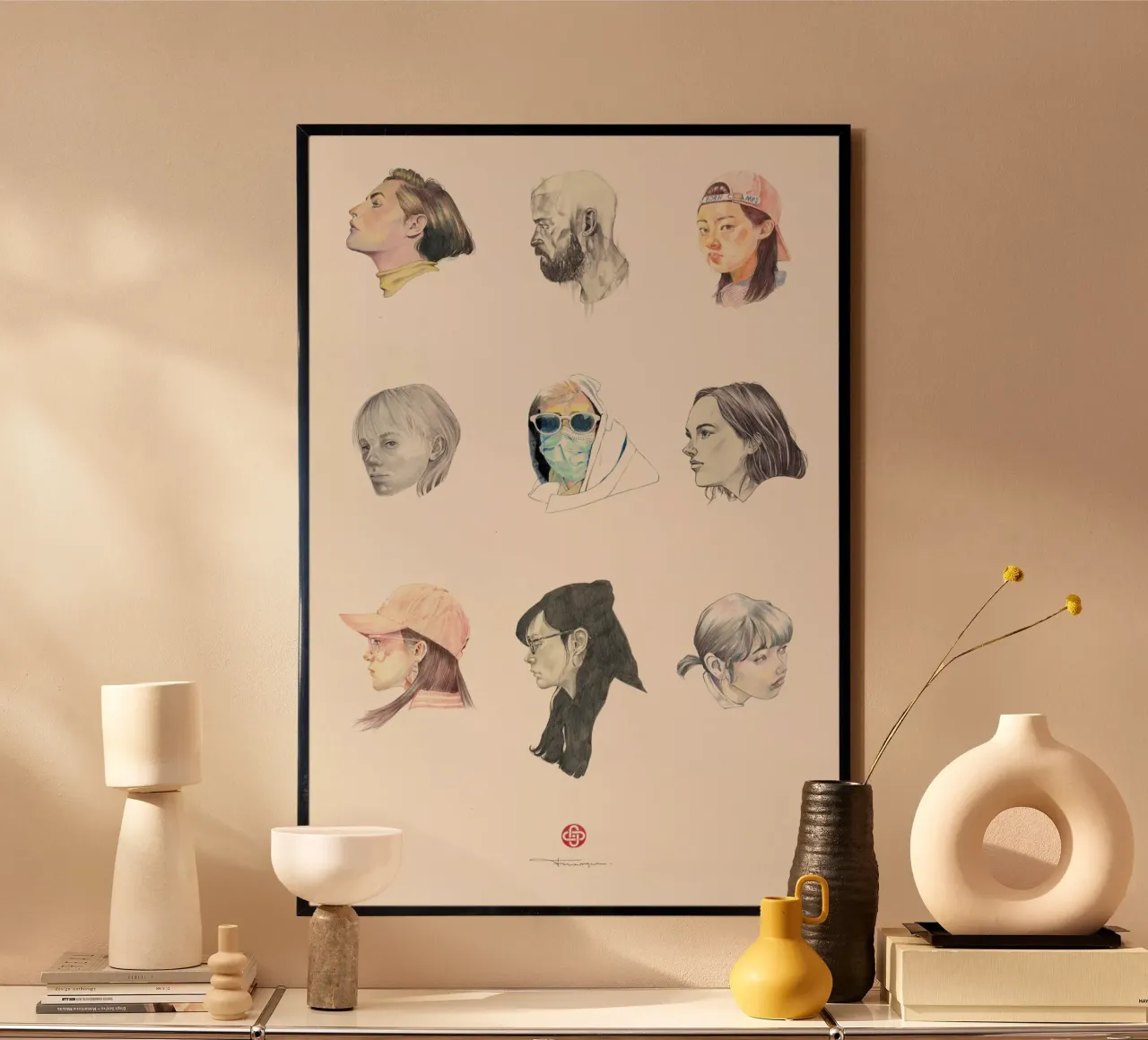 Volti poster con telaio in alluminio da Faunesque