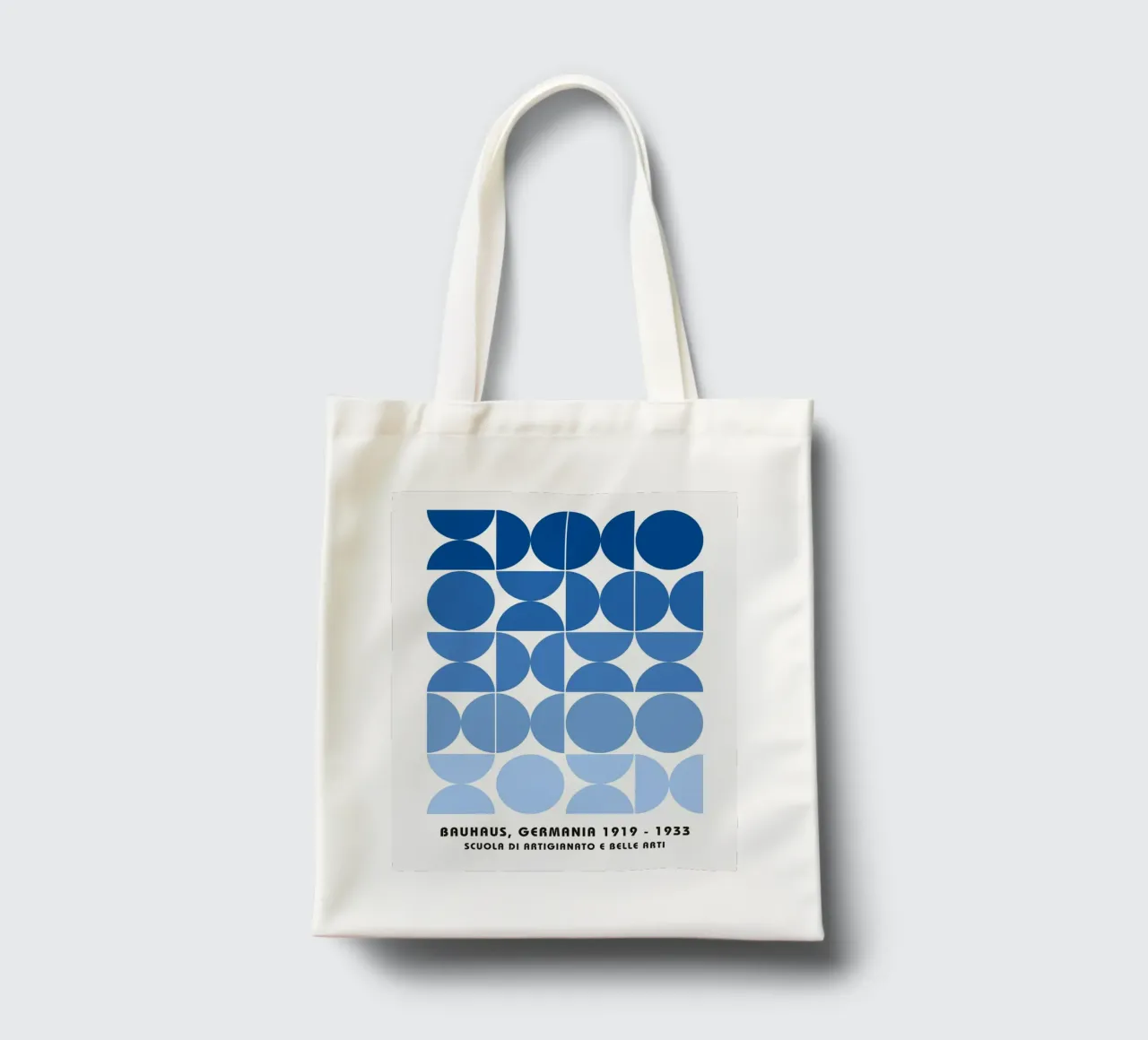 Blue Bauhaus sample poster tote bag by Studio Vibe