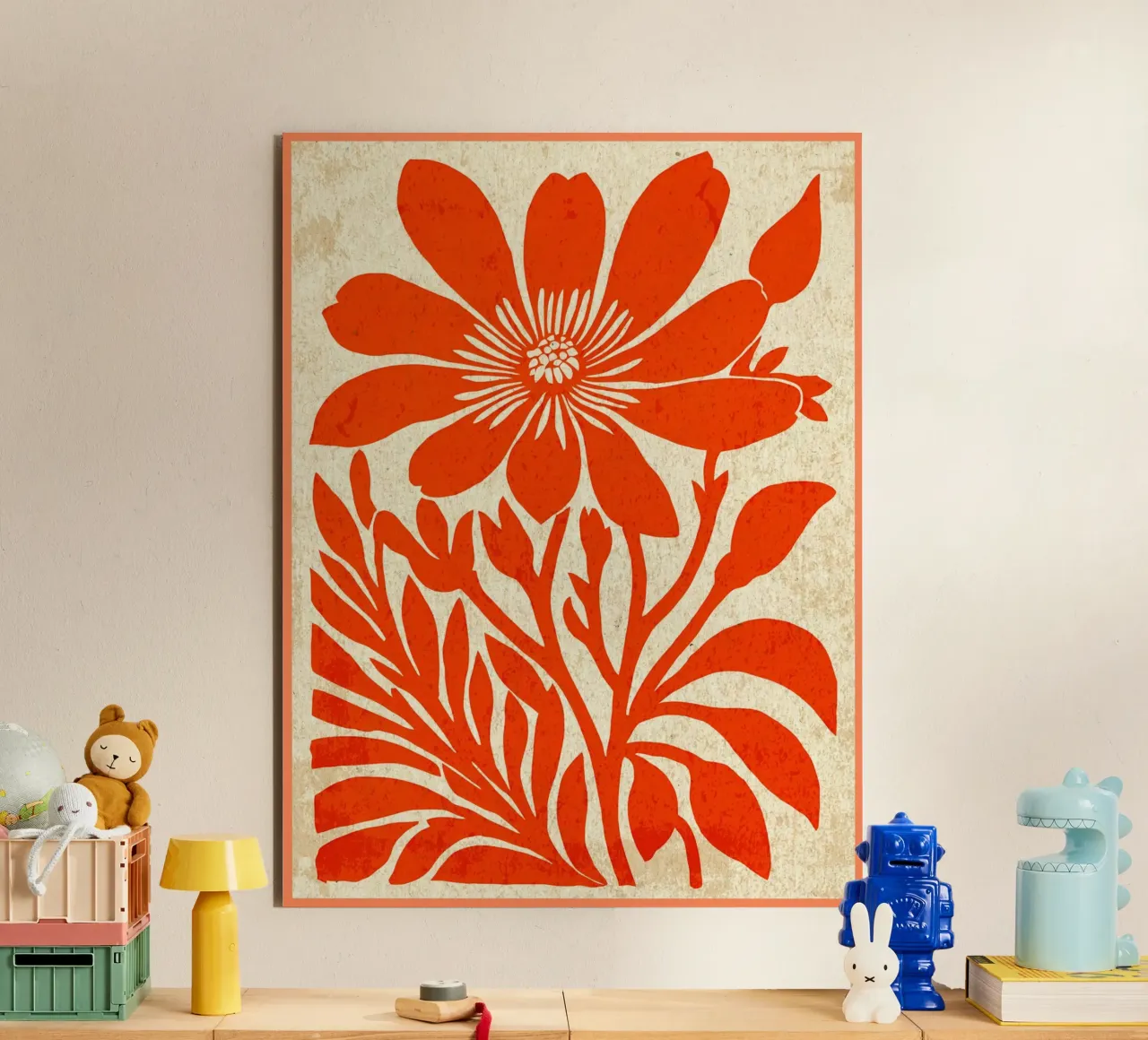 Silhouette di un fiore arancione alluminio dibond da BobbyStudio