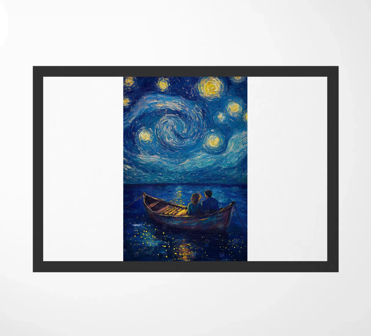 couple relaxing on a boat at night doormat by Piper Shop Oke