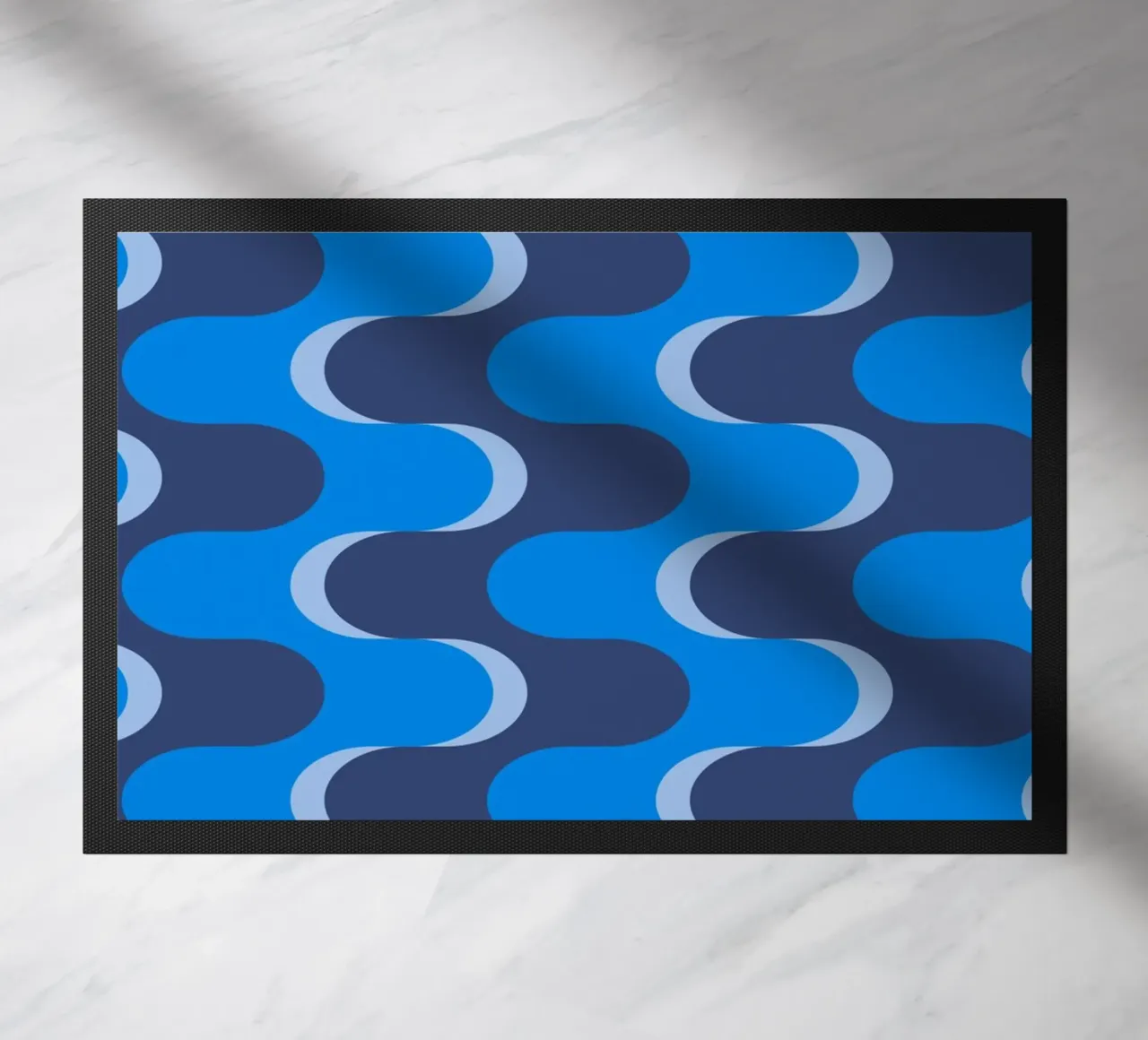 Bauhaus wave pattern blue doormat by Studio Vibe
