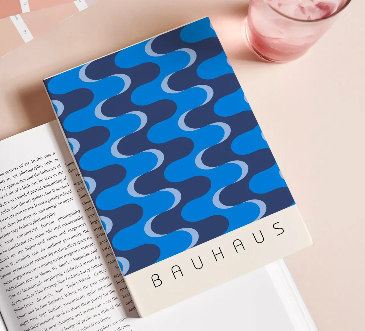 Bauhaus wave pattern blue notebook by Studio Vibe