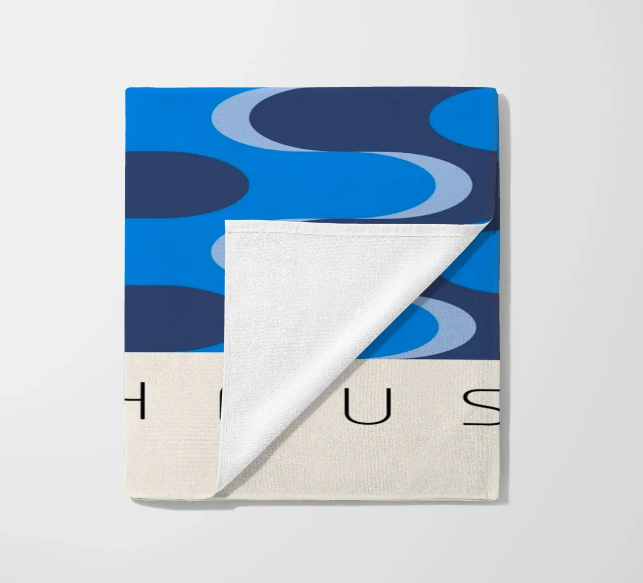 Bauhaus wave pattern blue beach towel by Studio Vibe