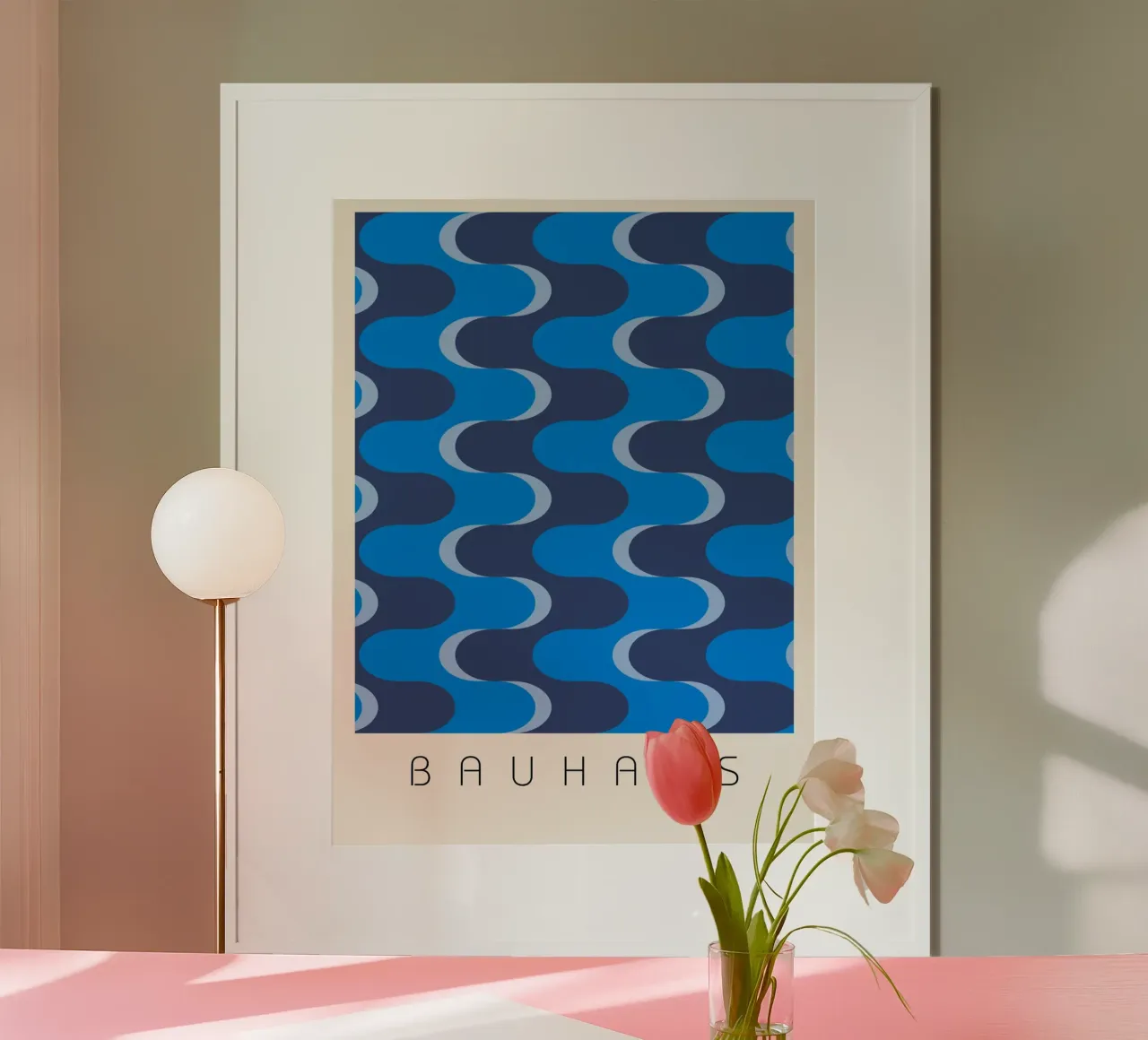 Bauhaus wave pattern blue hahnemühle by Studio Vibe