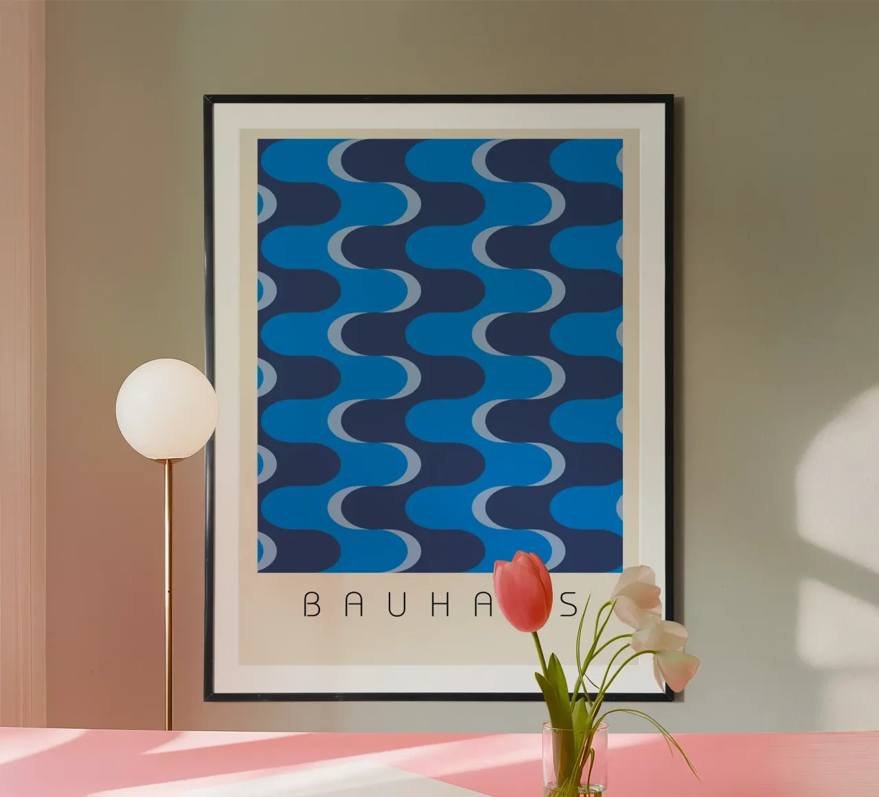 Bauhaus wave pattern blue hahnemühle by Studio Vibe
