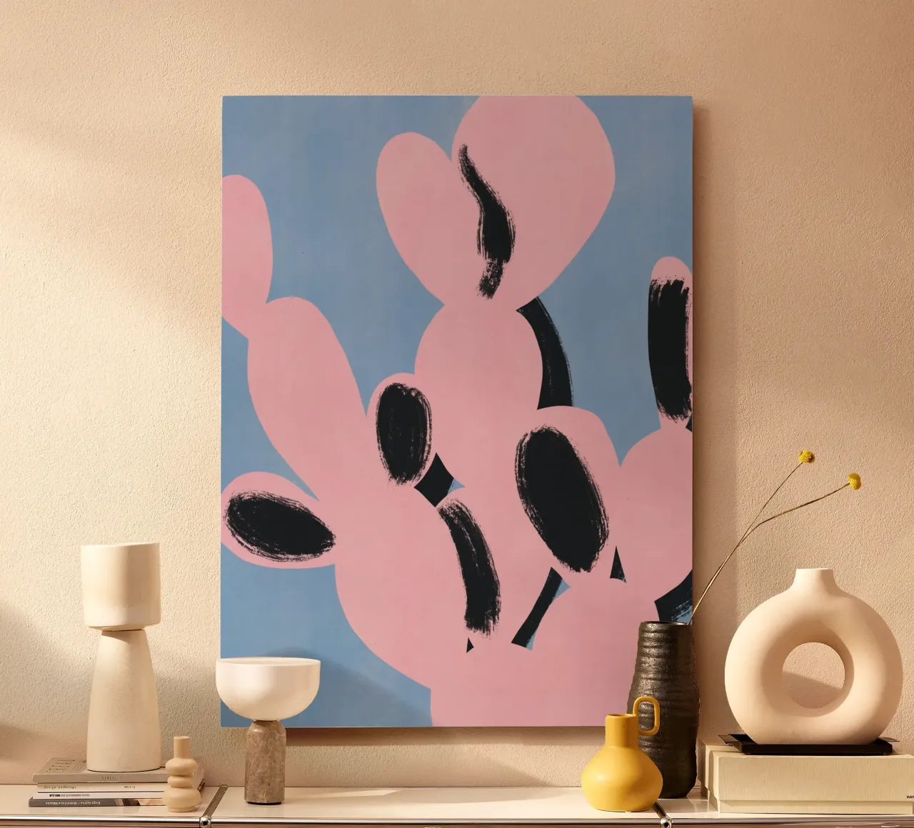 Cactus rosa minimale alluminio dibond da Little Dean