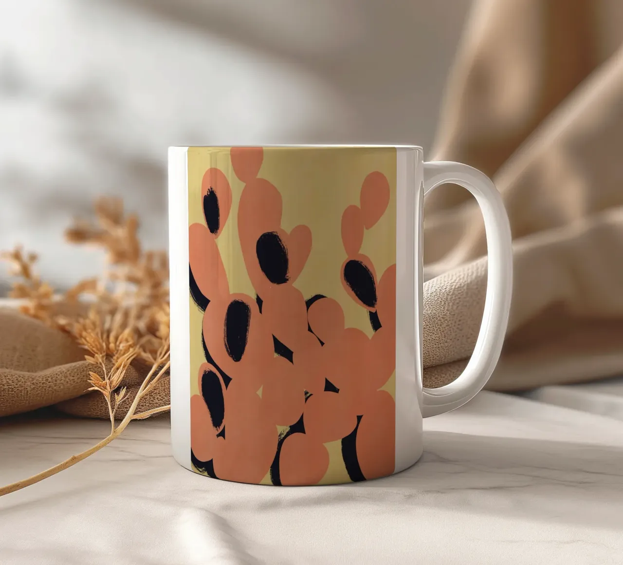 Cactus arancione minimale tazza in ceramica da Little Dean