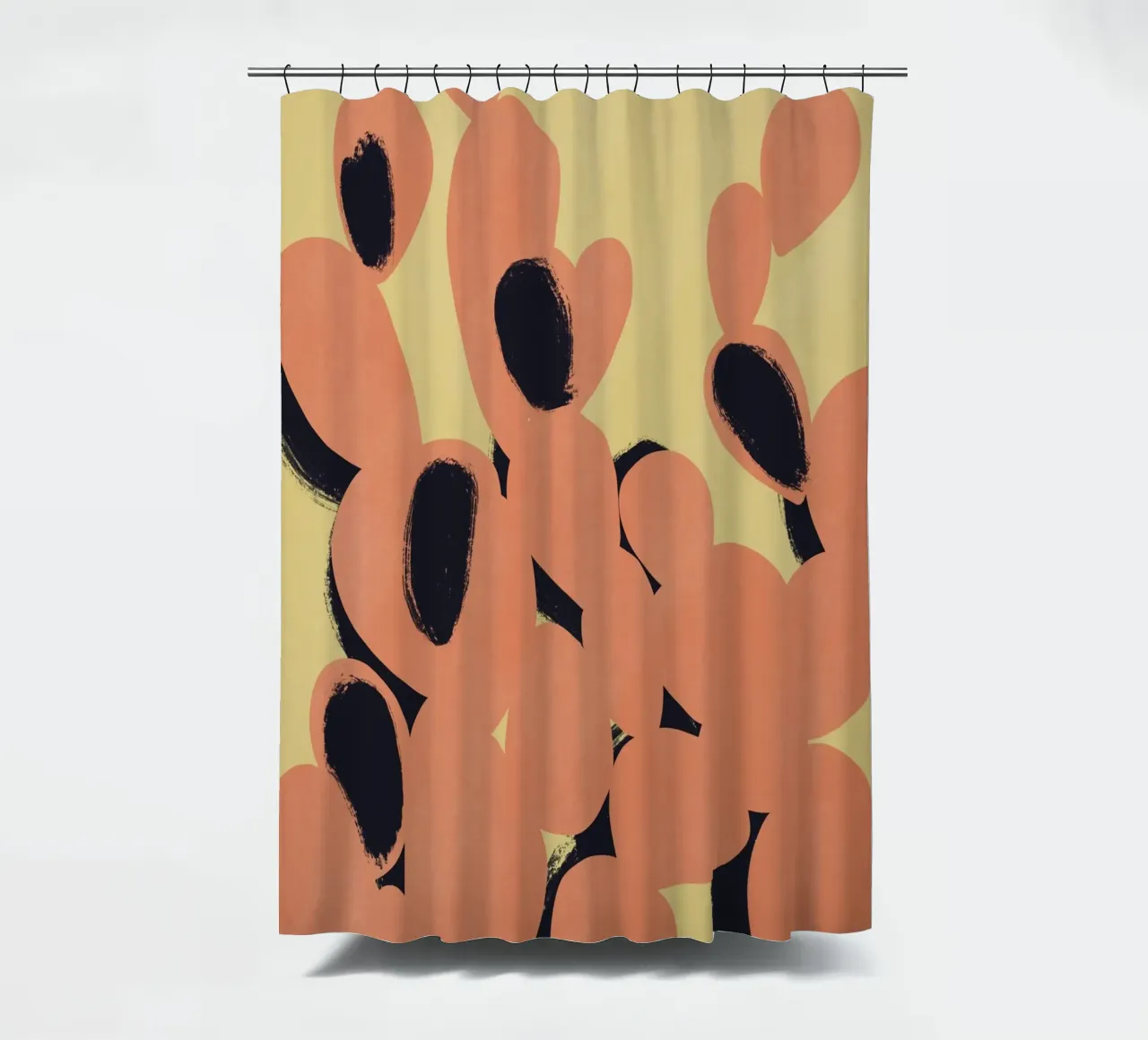 Minimal orange cactus shower curtain by Little Dean