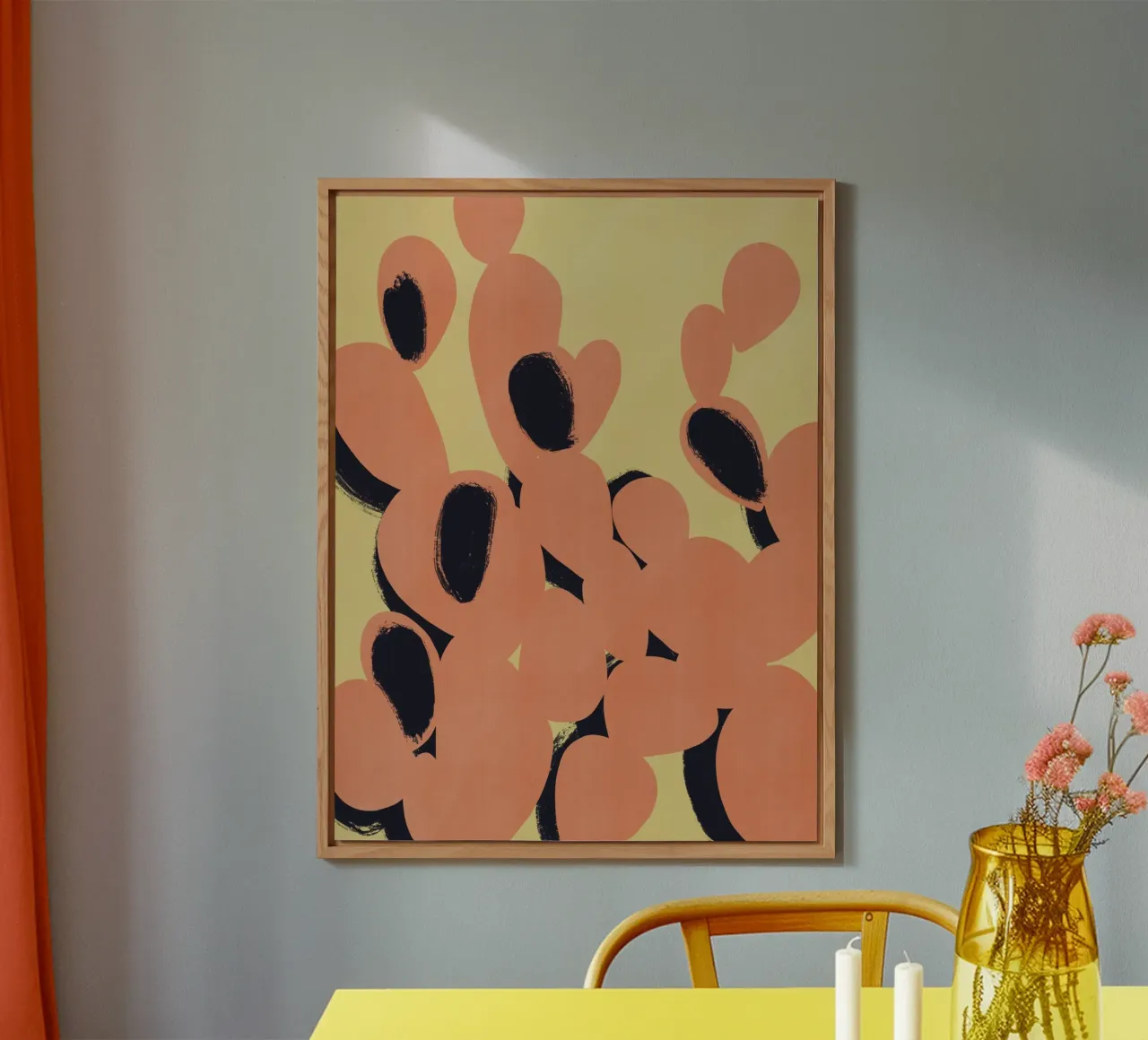 Cactus arancione minimale alluminio dibond da Little Dean