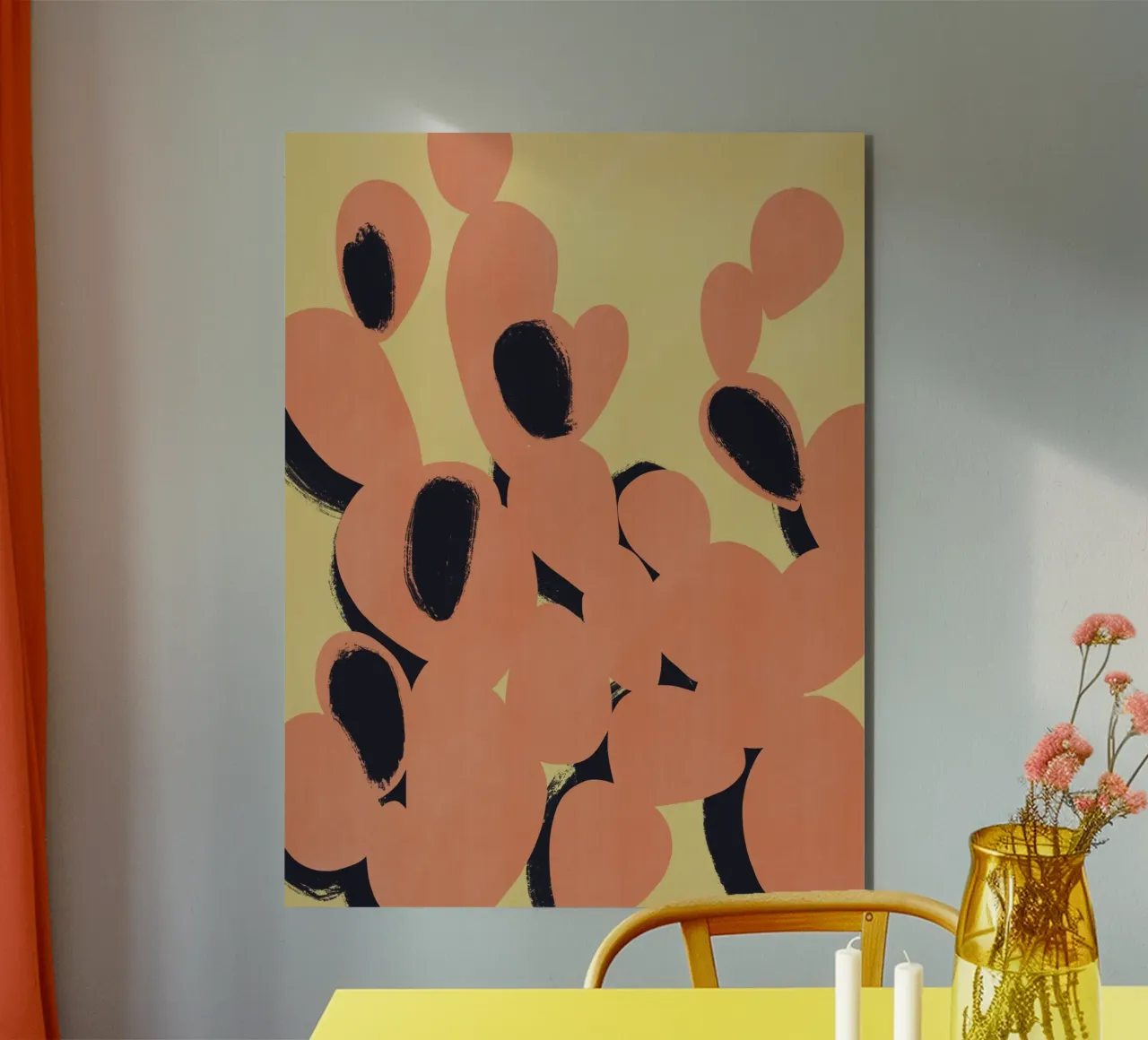 Cactus arancione minimale alluminio dibond da Little Dean