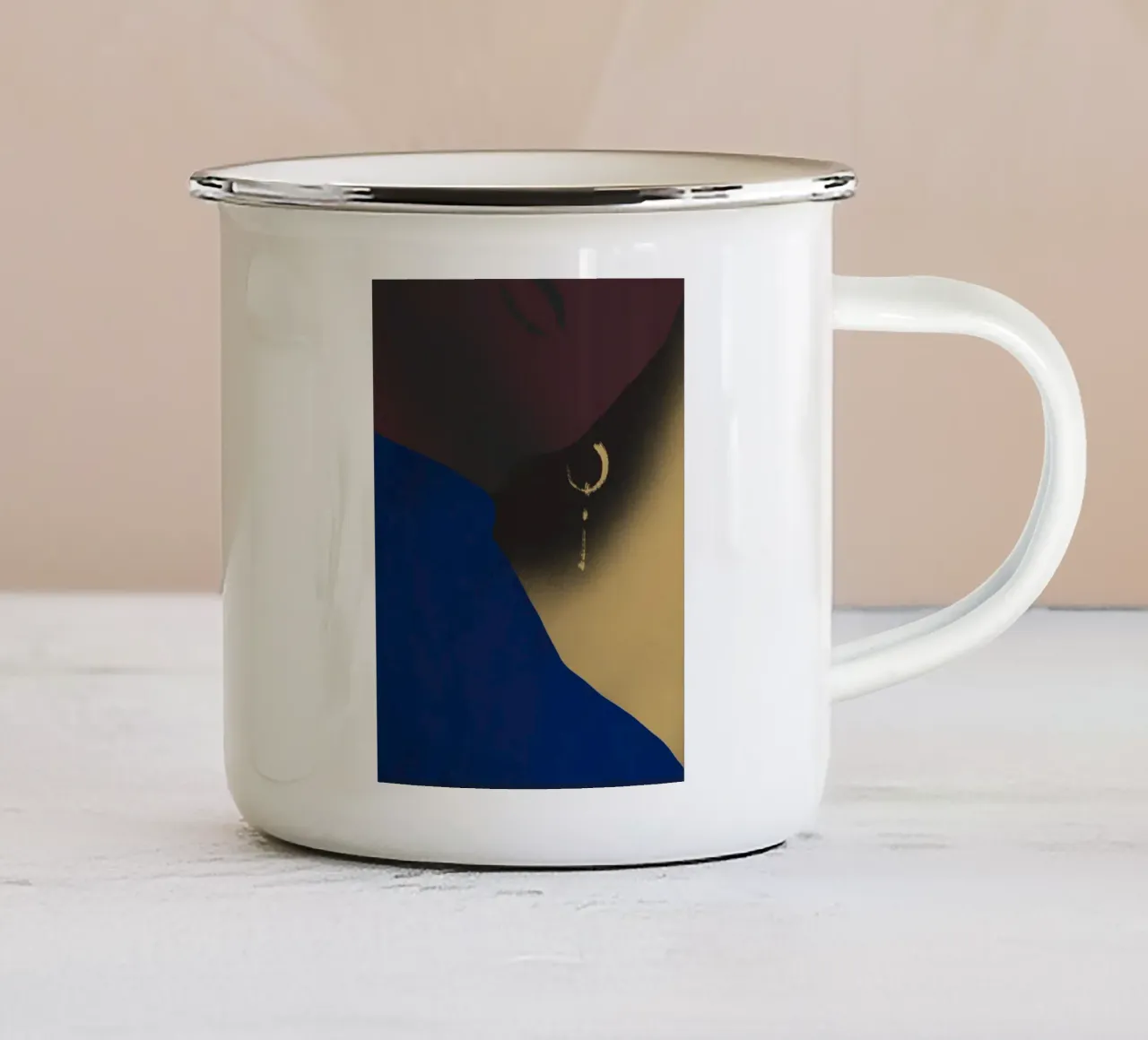 The girl with the golden earring enamel mug by Little Dean