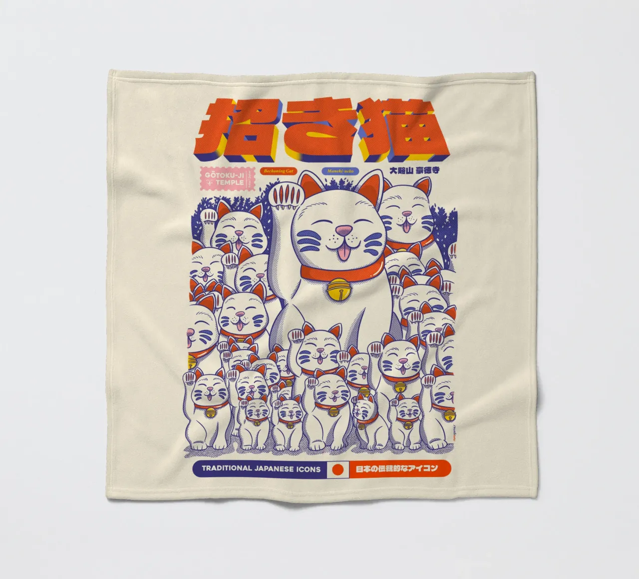Maneki-neko Cat coperta in pile da Rafa Gomes