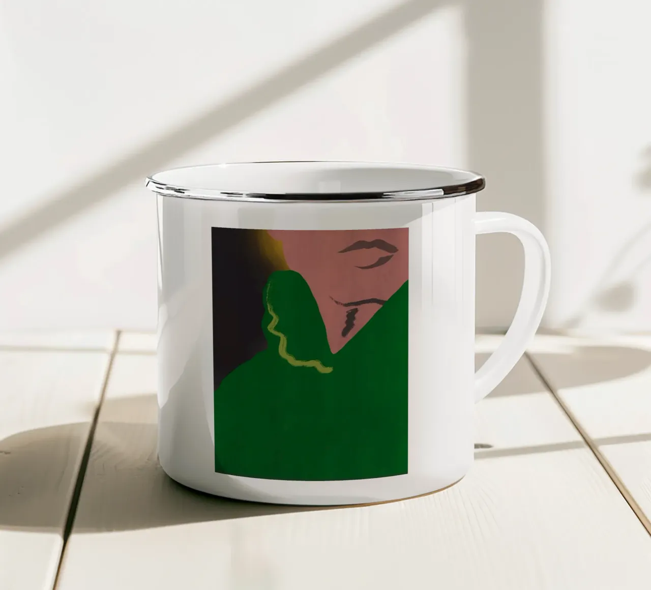 Ritratto verde tazza in smalto da Little Dean