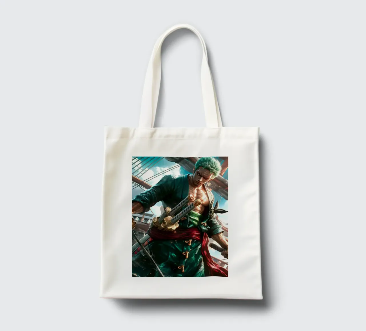 Pirate Hunter Roronoa Zoro One Piece borsa in juta da Fleur de Lys