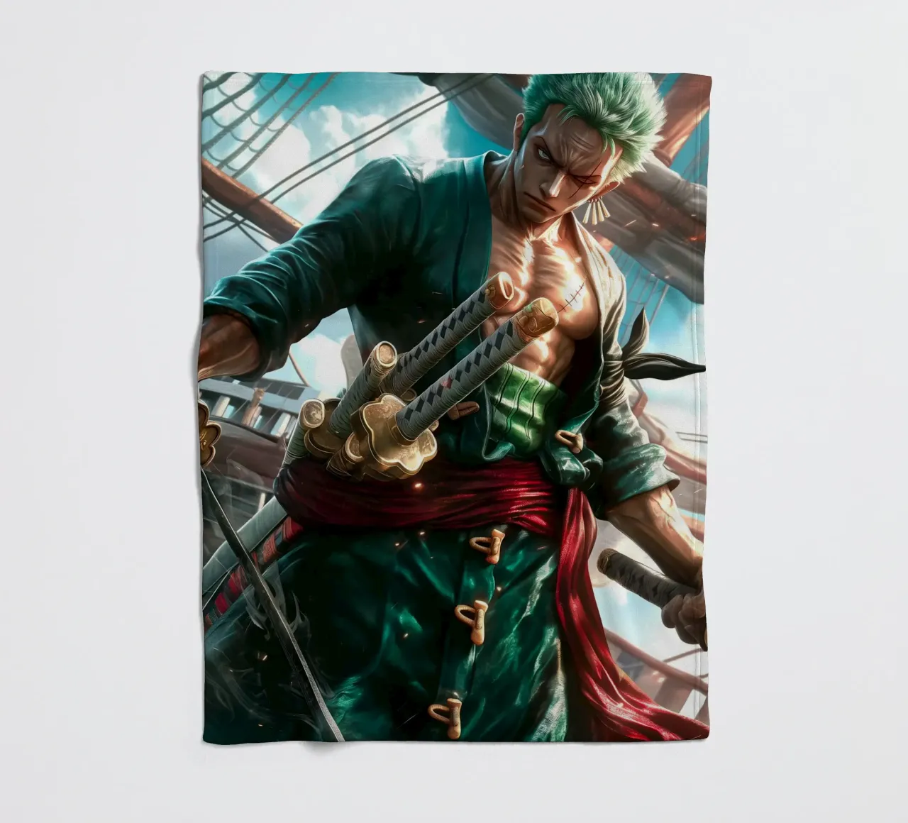 Pirate Hunter Roronoa Zoro One Piece coperta in pile da Fleur de Lys