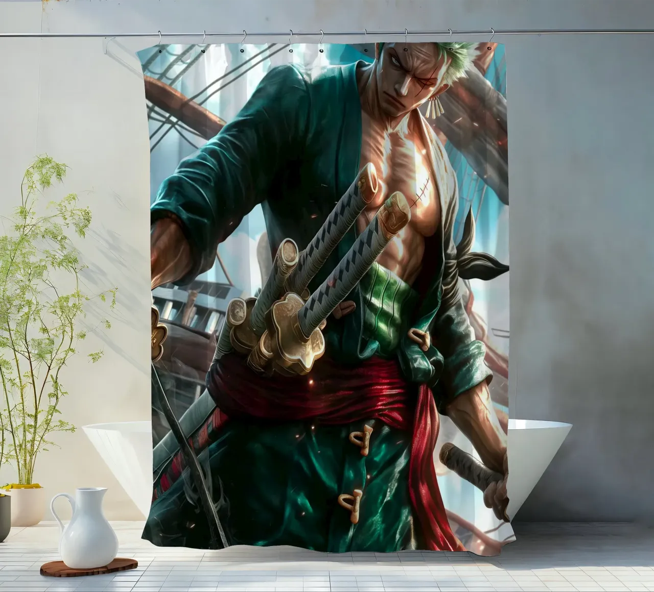 Pirate Hunter Roronoa Zoro One Piece tenda da doccia da Fleur de Lys