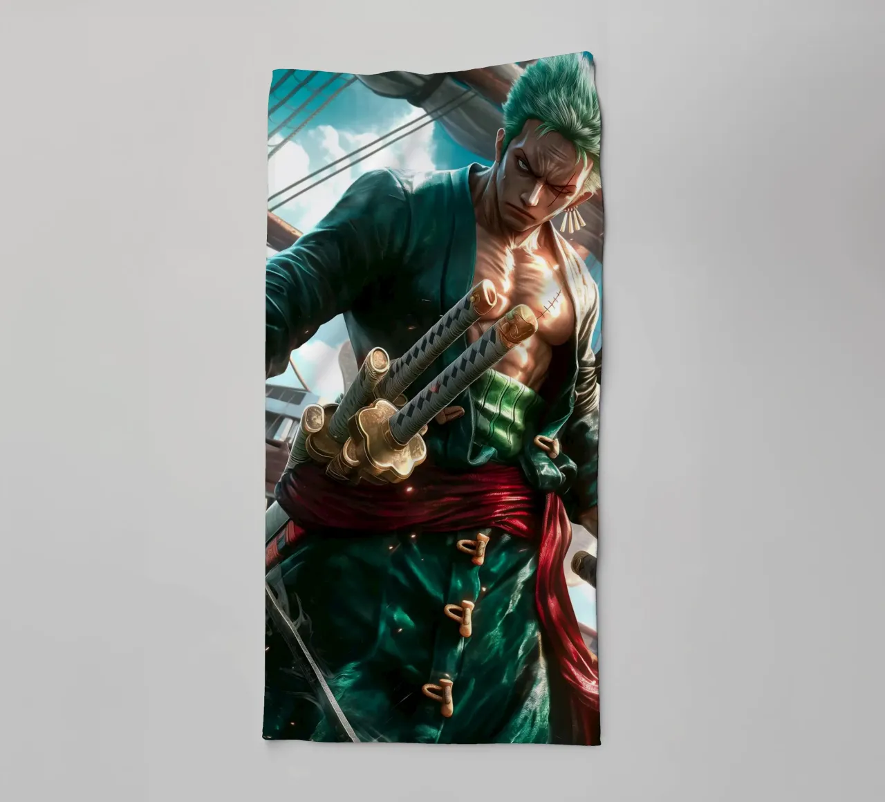 Pirate Hunter Roronoa Zoro One Piece asciugamano da bagno da Fleur de Lys