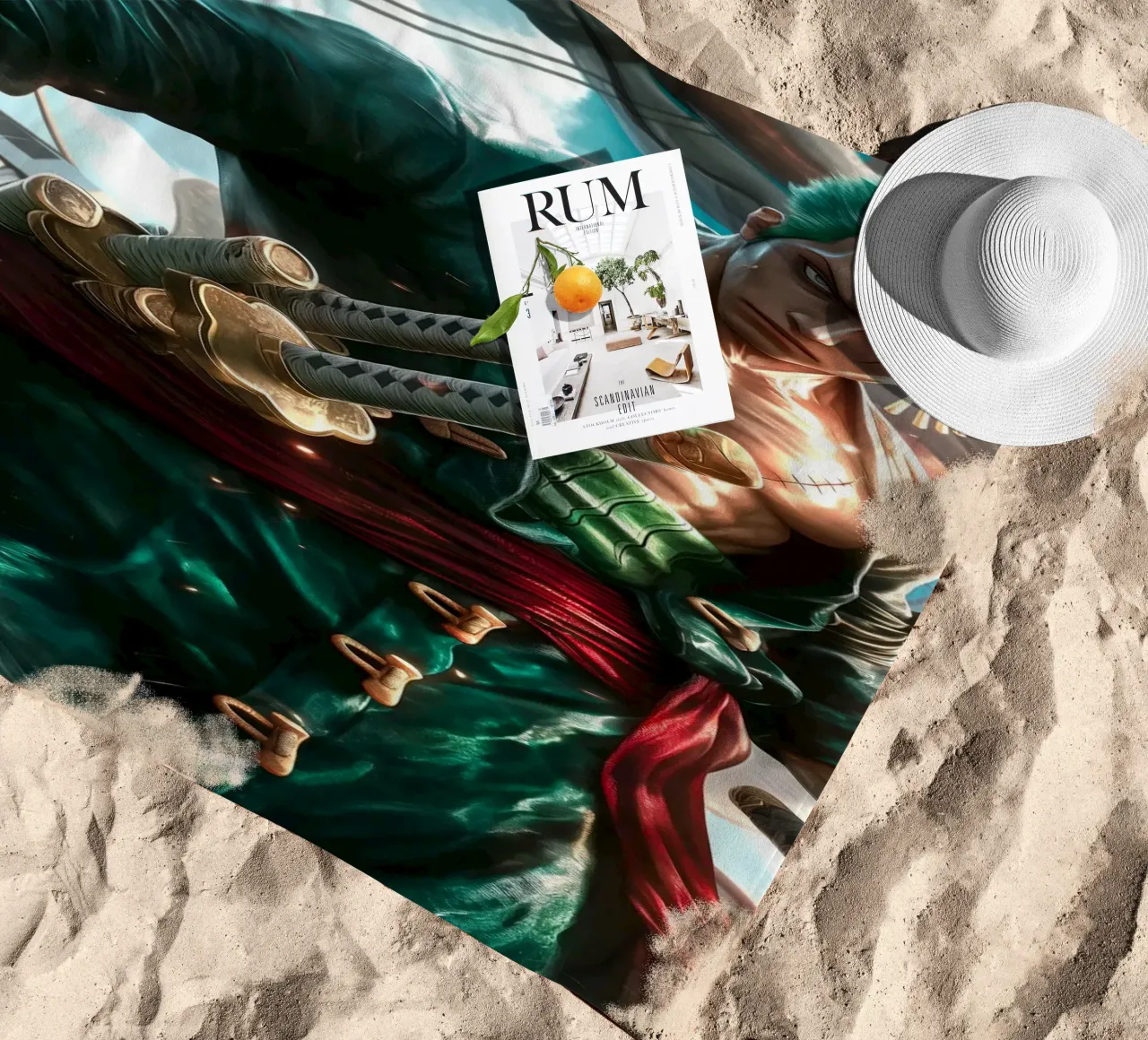 Pirate Hunter Roronoa Zoro One Piece telo mare da Fleur de Lys