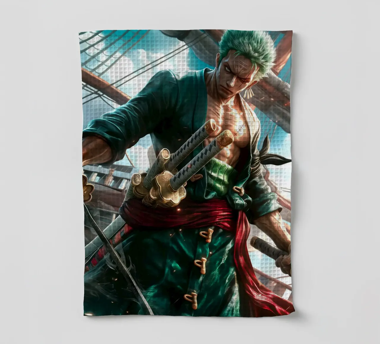 Pirate Hunter Roronoa Zoro One Piece canovaccio da cucina da Fleur de Lys