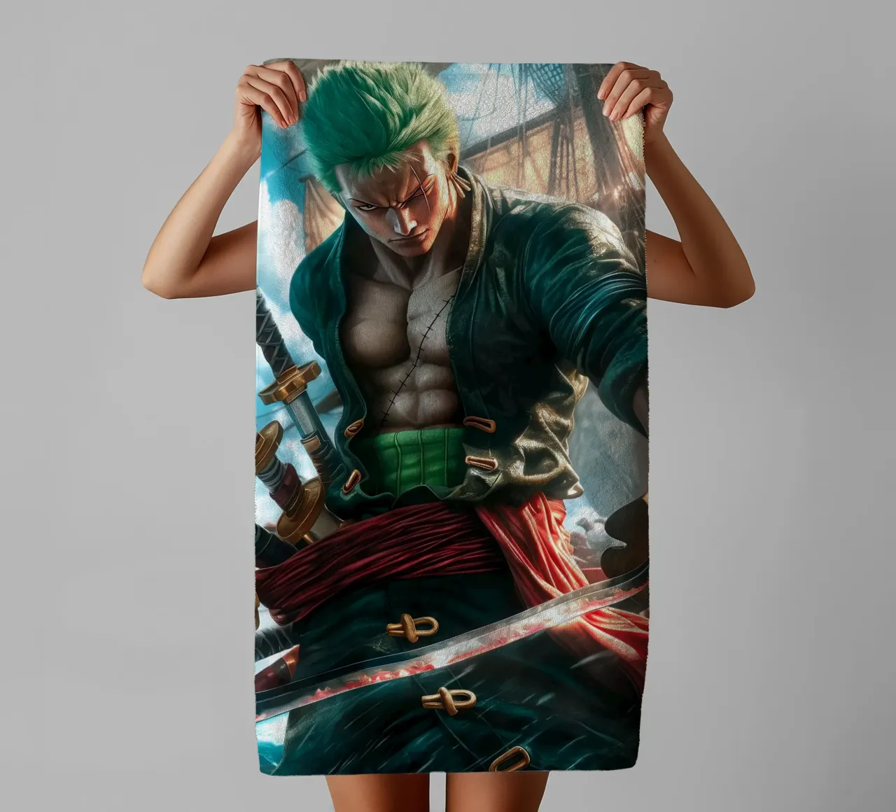 Pirate Hunter Roronoa Zoro One Piece asciugamano da bagno da Fleur de Lys