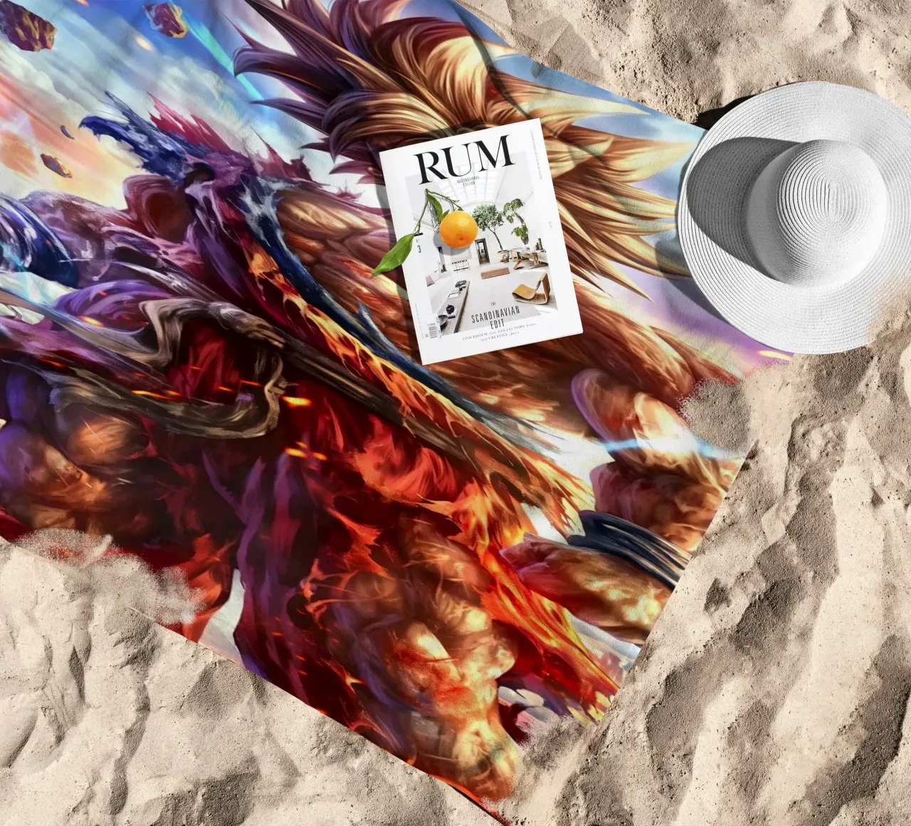 Son Goku Dragon Ball DBZ beach towel by Fleur de Lys