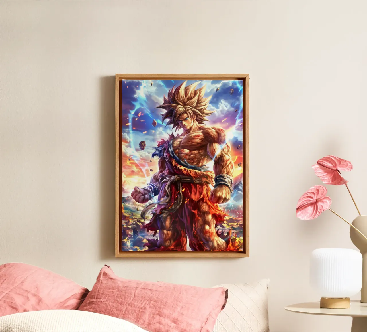 Son Goku Dragon Ball DBZ canvas met Baklijst van Fleur de Lys