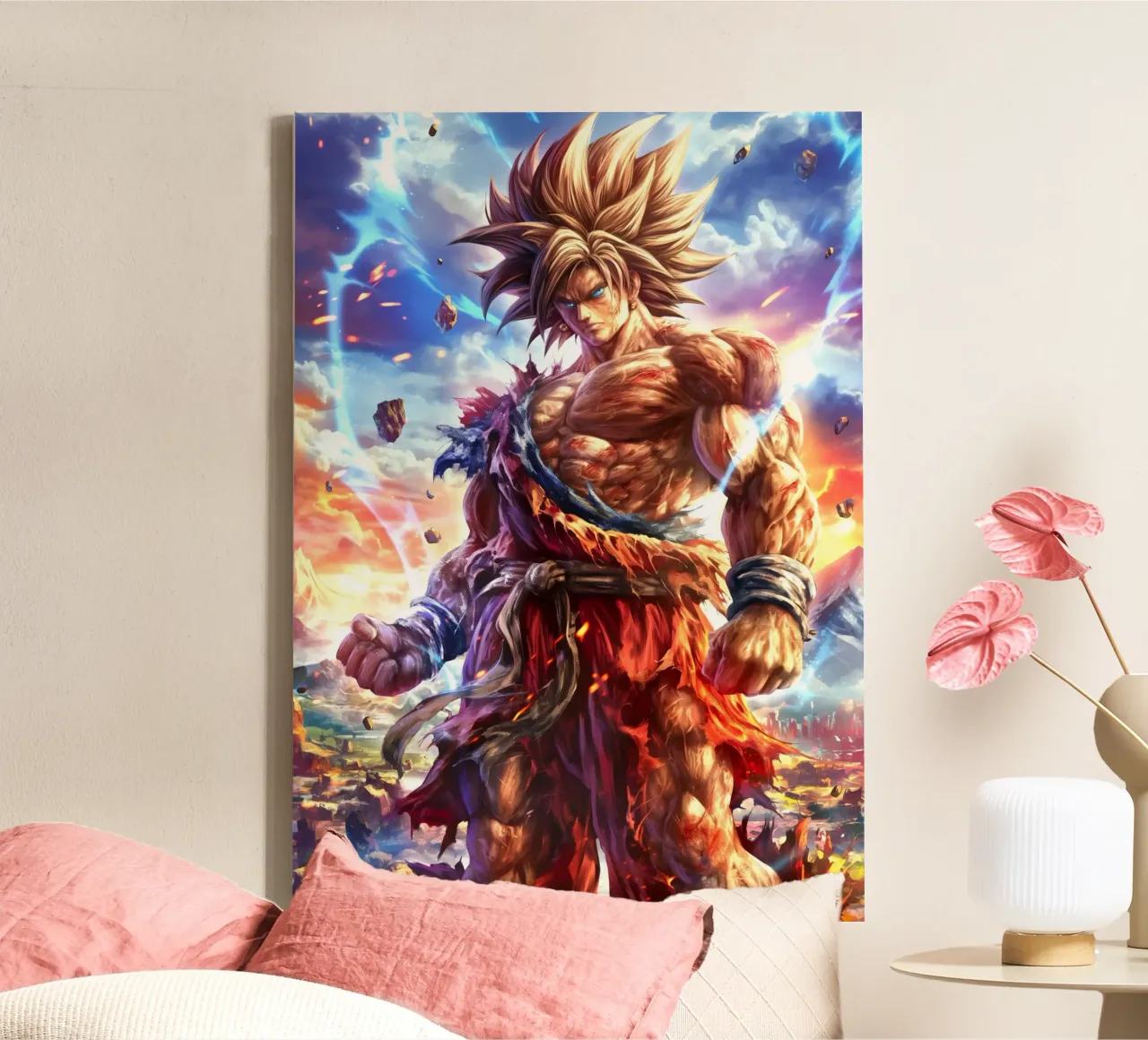 Son Goku Dragon Ball DBZ canvas met Baklijst van Fleur de Lys