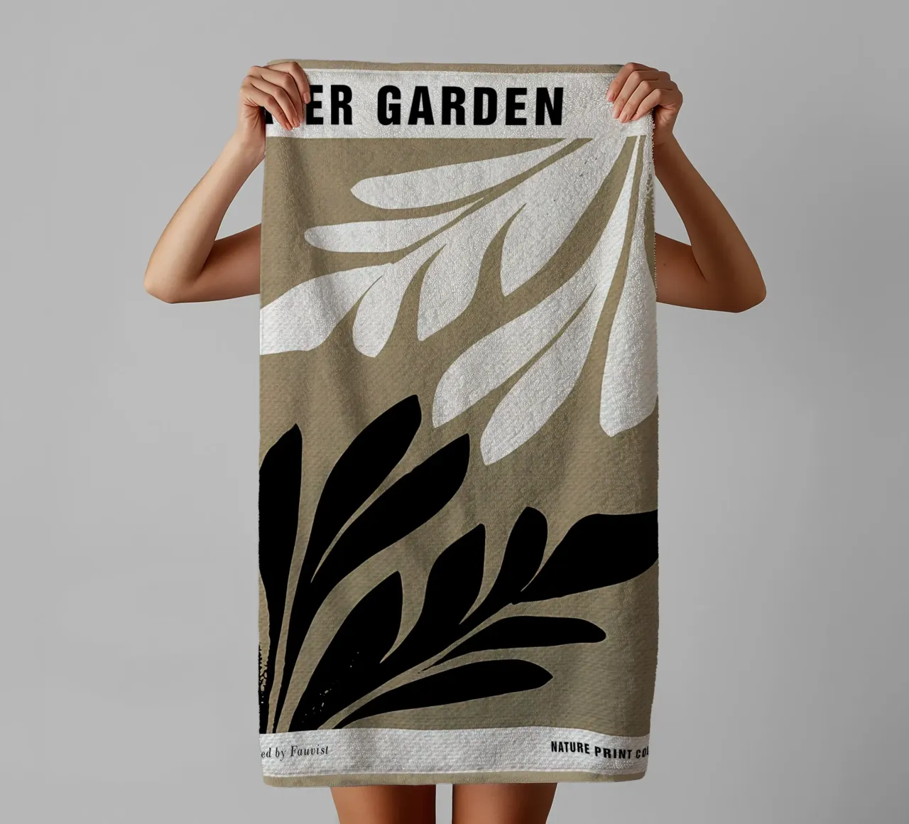 Papieren tuin natuurprint badhanddoek van Amanda Studio