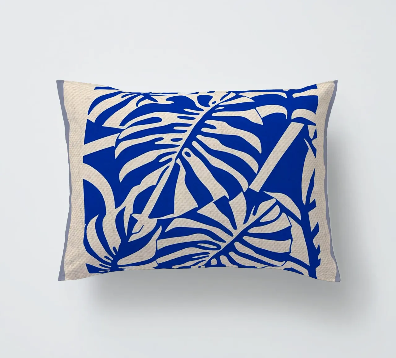 Paper Nature Blue Monstera decorative cushion by Amanda Studio