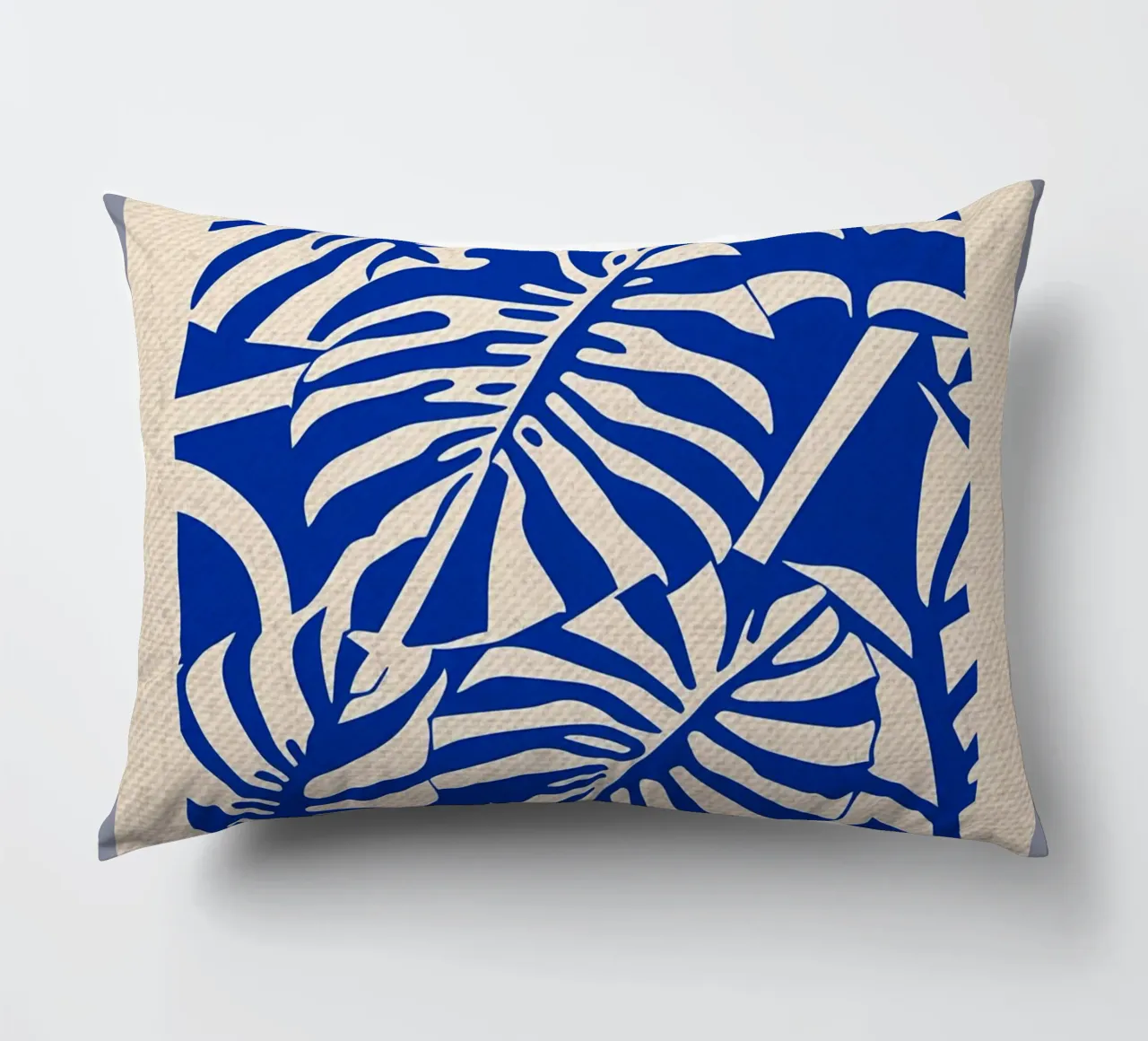 Paper Nature Blue Monstera decorative cushion by Amanda Studio