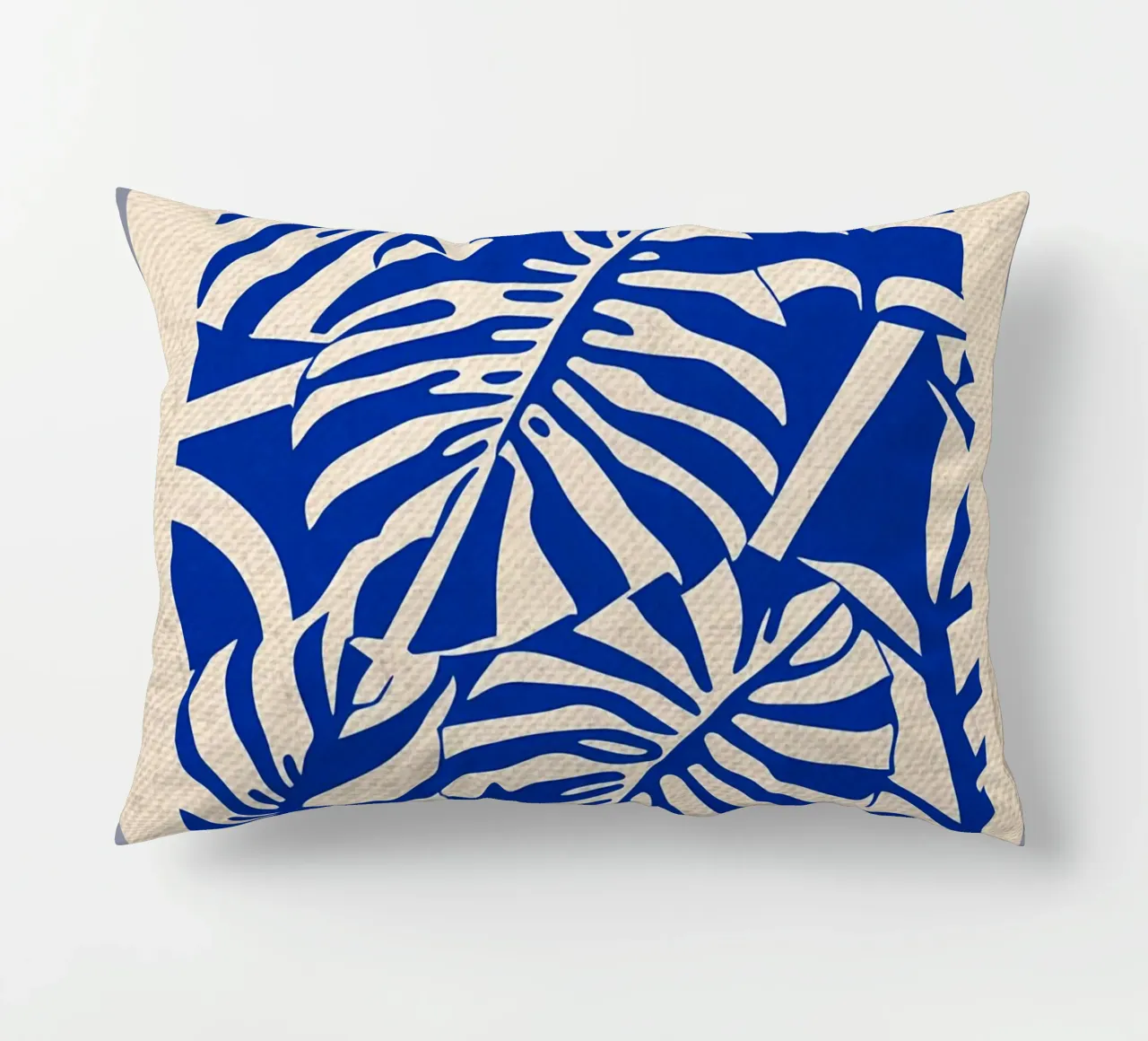 Paper Nature Blue Monstera decorative cushion by Amanda Studio