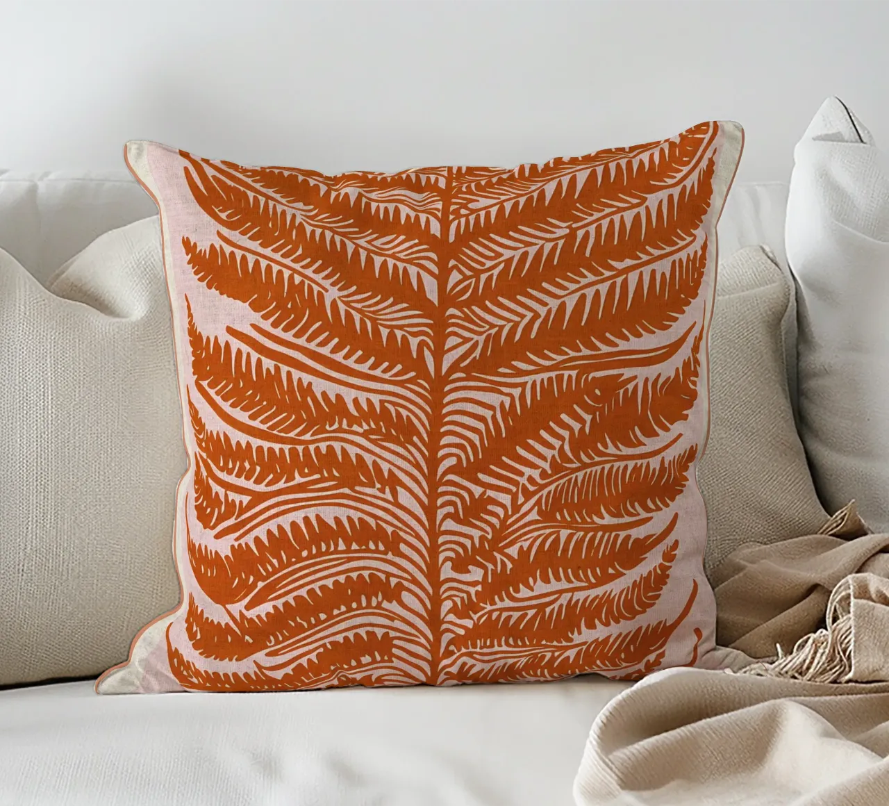 Paper Nature Orange Leaf decorative cushion by Amanda Studio