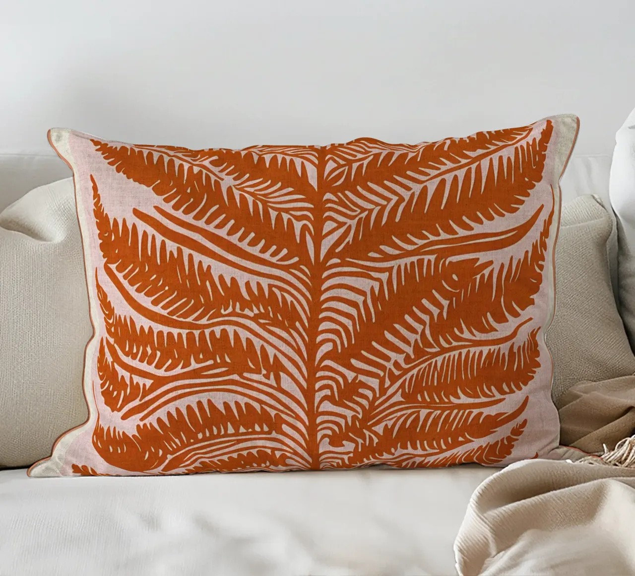 Paper Nature Orange Leaf decorative cushion by Amanda Studio