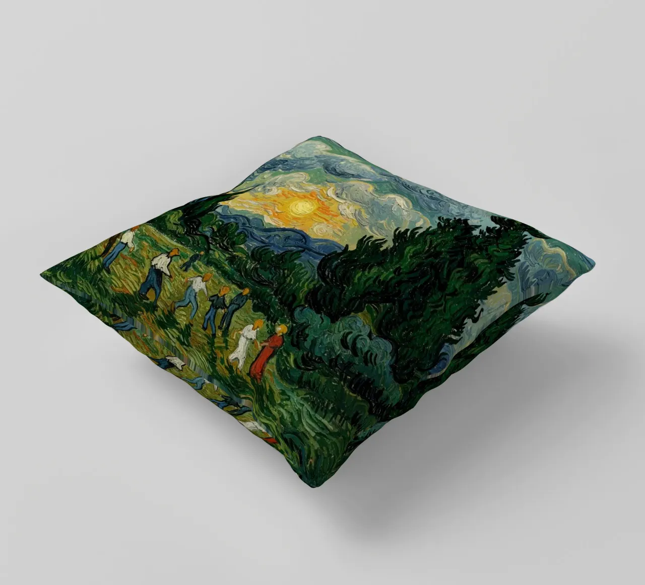 people see the sunset with the tall pine trees decorative cushion by Piper Shop Oke