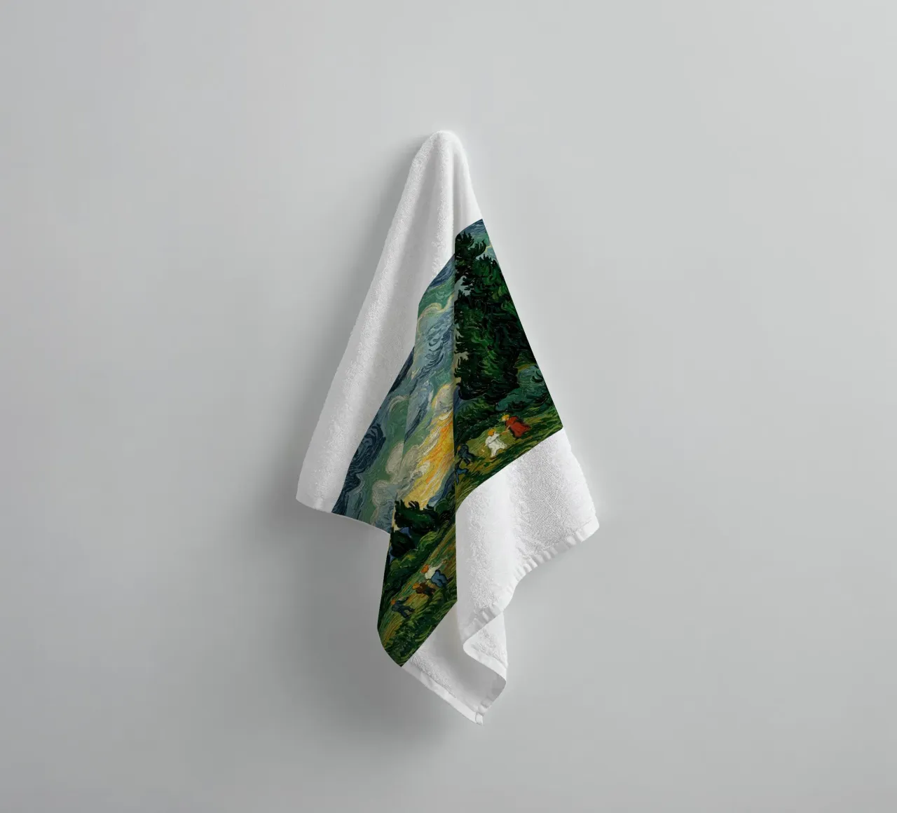 mensen zien de zonsondergang met de hoge pijnbomen badhanddoek van Piper Shop Oke